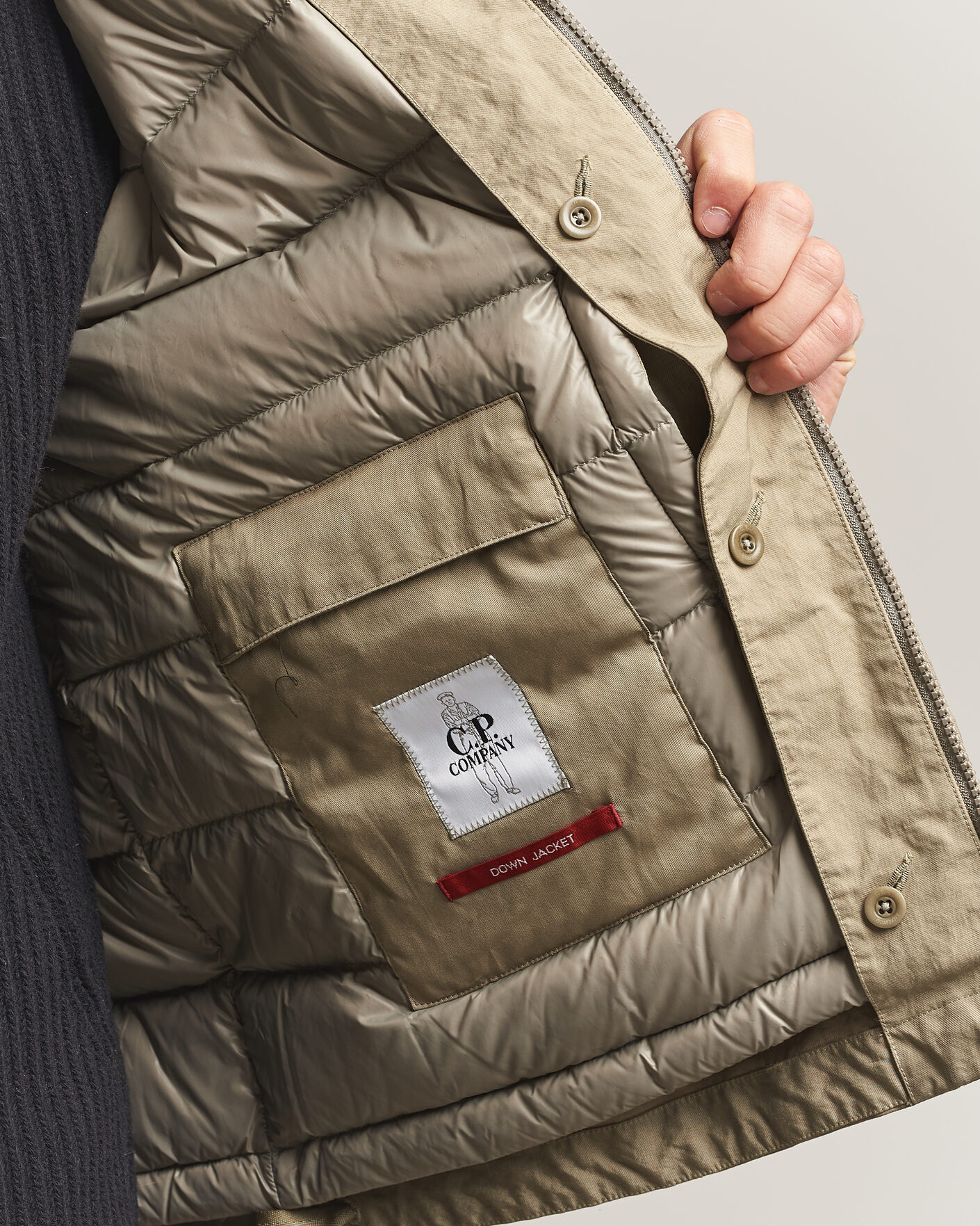 Men | Coats & Jackets | C.P. Company | Heavy Nylon Twill Down Padded Jacket Light Grey