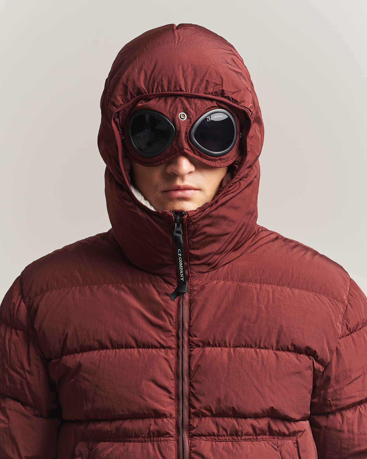 Men | Coats & Jackets | C.P. Company | Chrome-R Goggle Down Jacket Burgundy