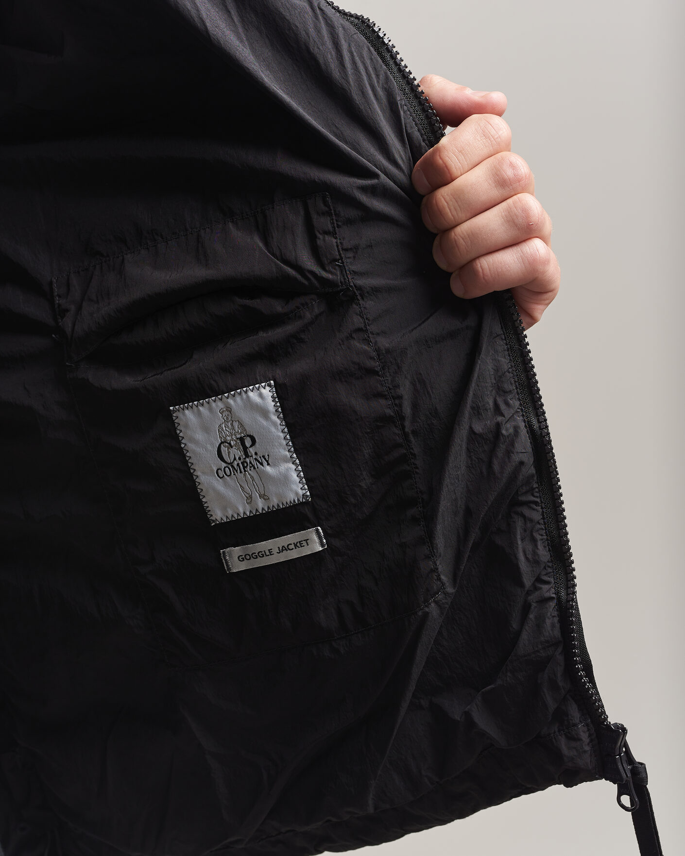 Men | Coats & Jackets | C.P. Company | Chrome-R Goggle Down Jacket Black