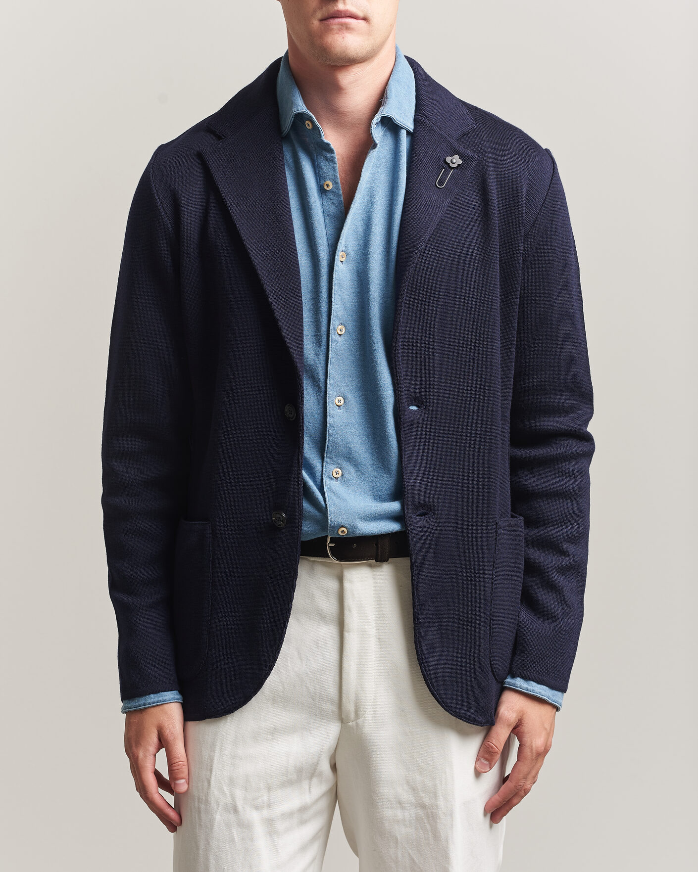 Men | Blazers | Lardini | Knitted Wool Blazer Navy