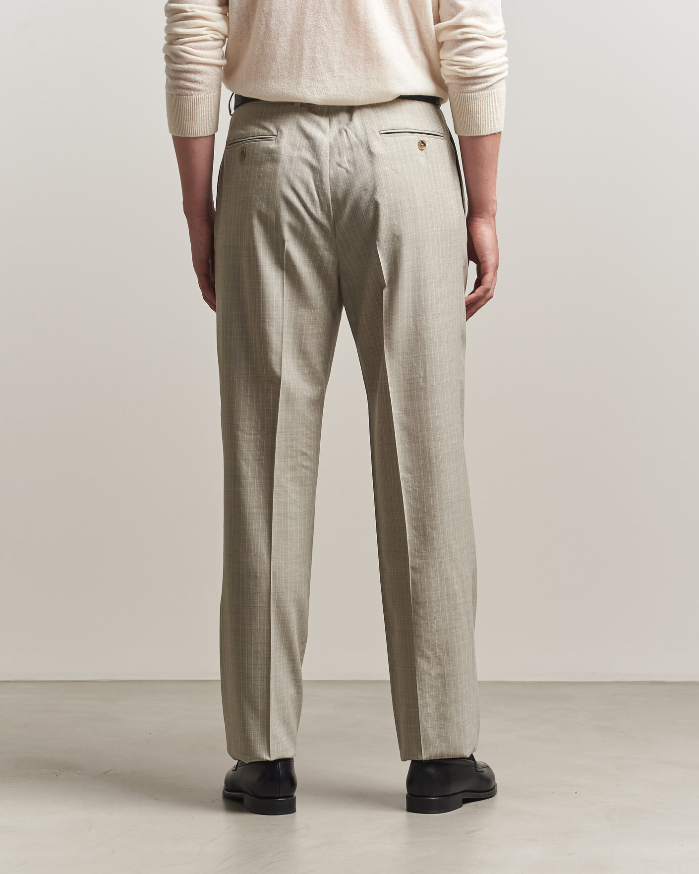 Ralph Lauren Purple Label Glenn Pinstriped Pleated Wool Trousers