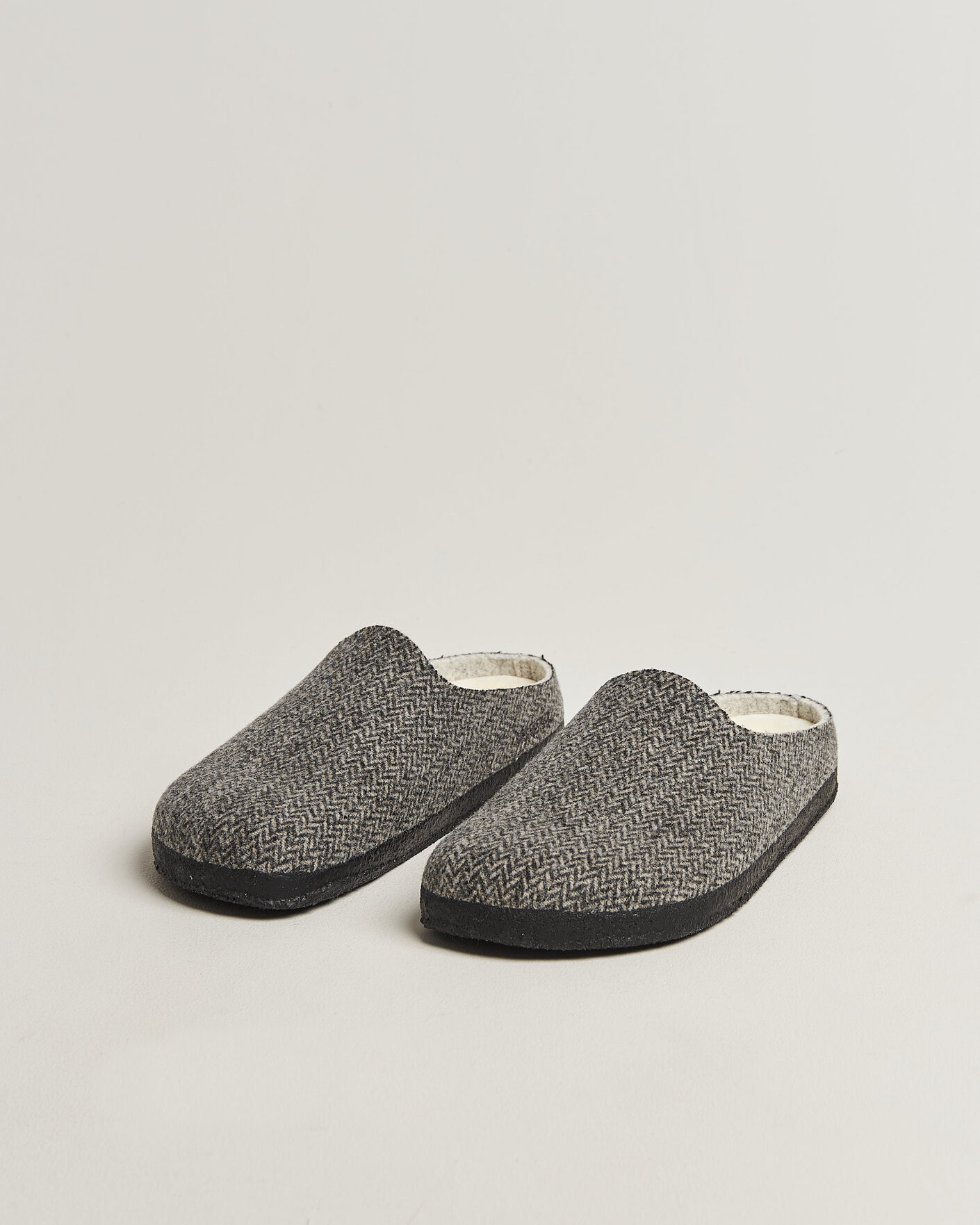 Men | Sandals & Slides | BIRKENSTOCK | Amsterdam Wrapped Dip Shearling Dark Grey Herringbone