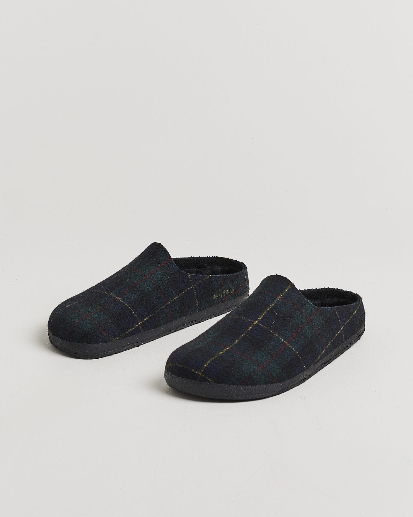 Men | Sandals & Slides | BIRKENSTOCK | Amsterdam Wrapped Dip Shearling Green Navy Plaid