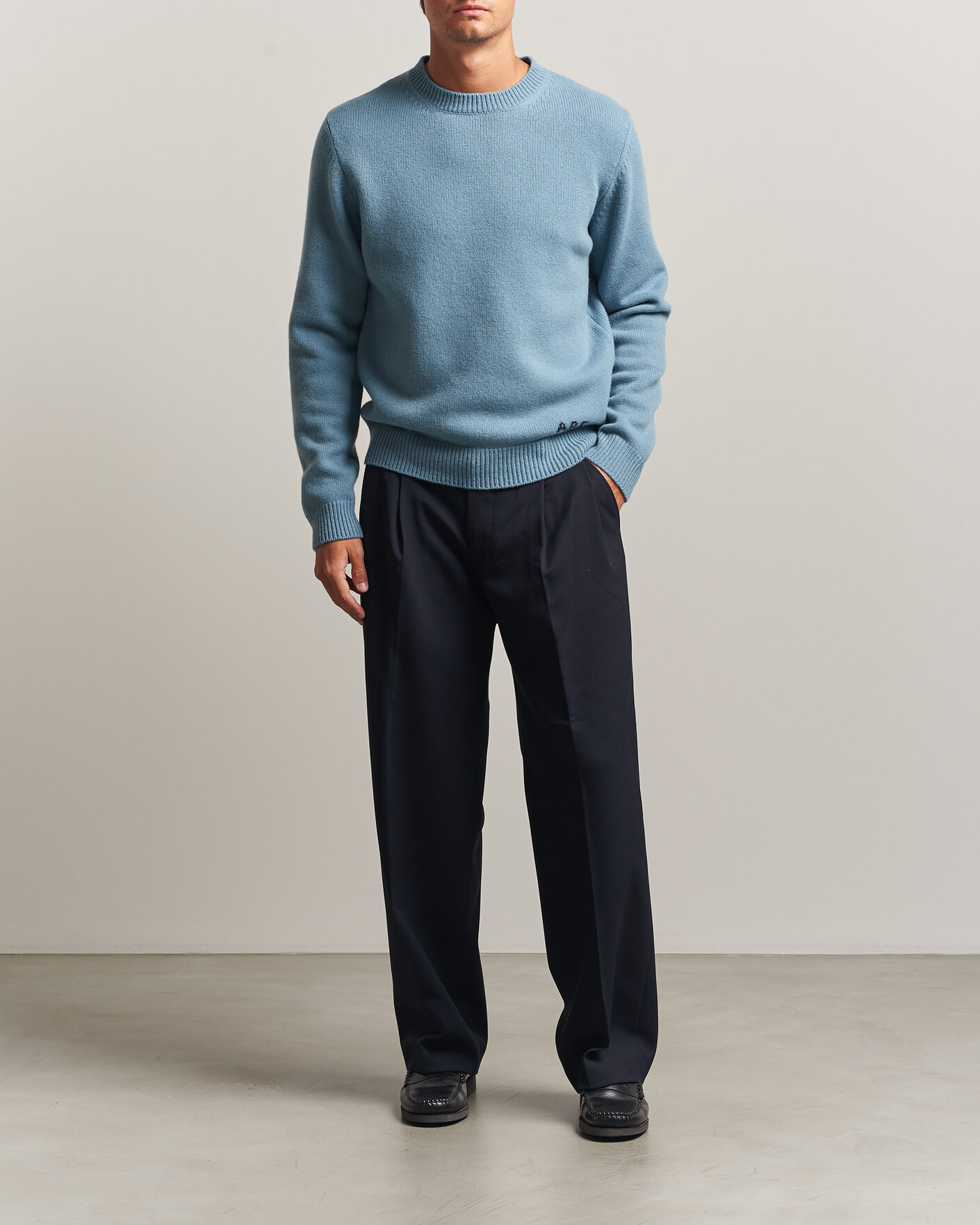 Men | Sweaters & Knitwear | A.P.C. | Edmond Wool Knitted Sweater Light Blue Melange
