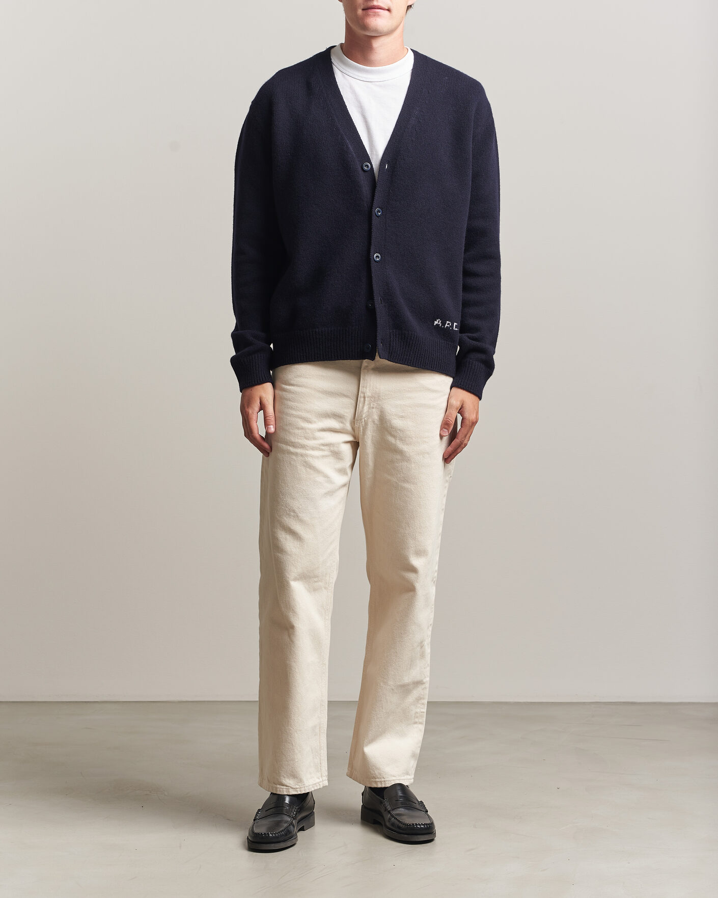 Men | Sweaters & Knitwear | A.P.C. | Kevin Wool Knitted Cardigan Dark Navy