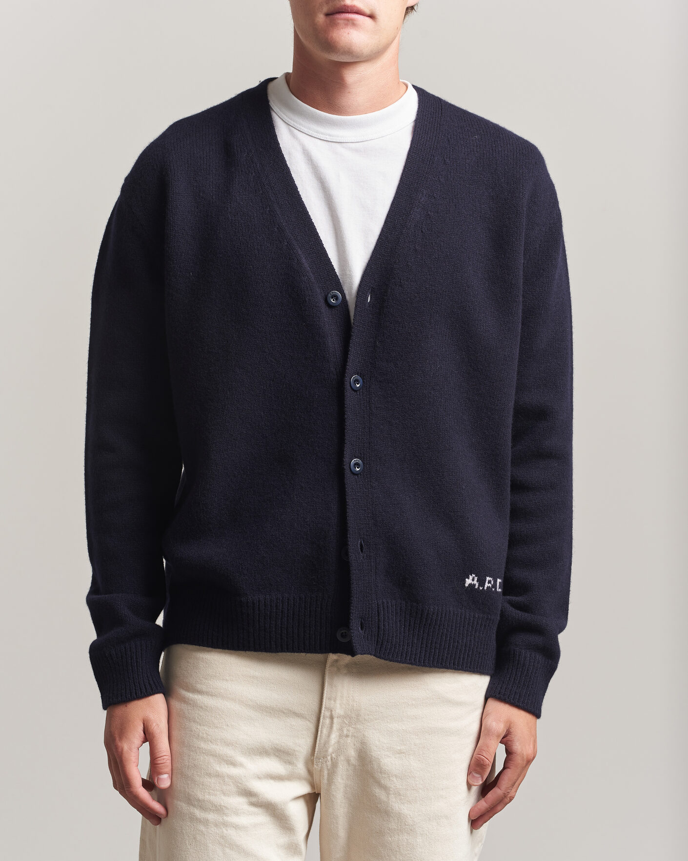 Men | Sweaters & Knitwear | A.P.C. | Kevin Wool Knitted Cardigan Dark Navy