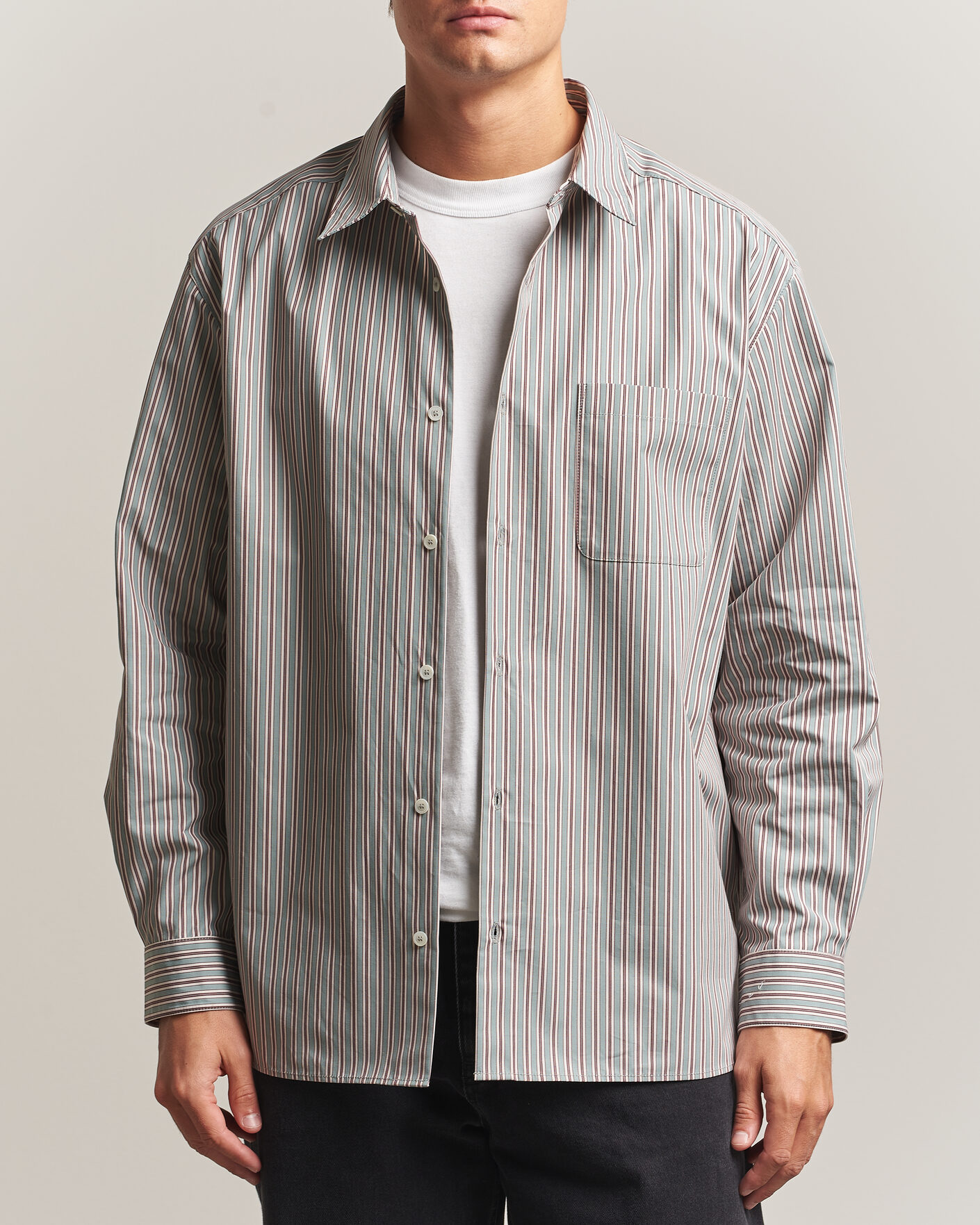 Men | Shirts | A.P.C. | Malo Cotton Striped Shirt Almond Green
