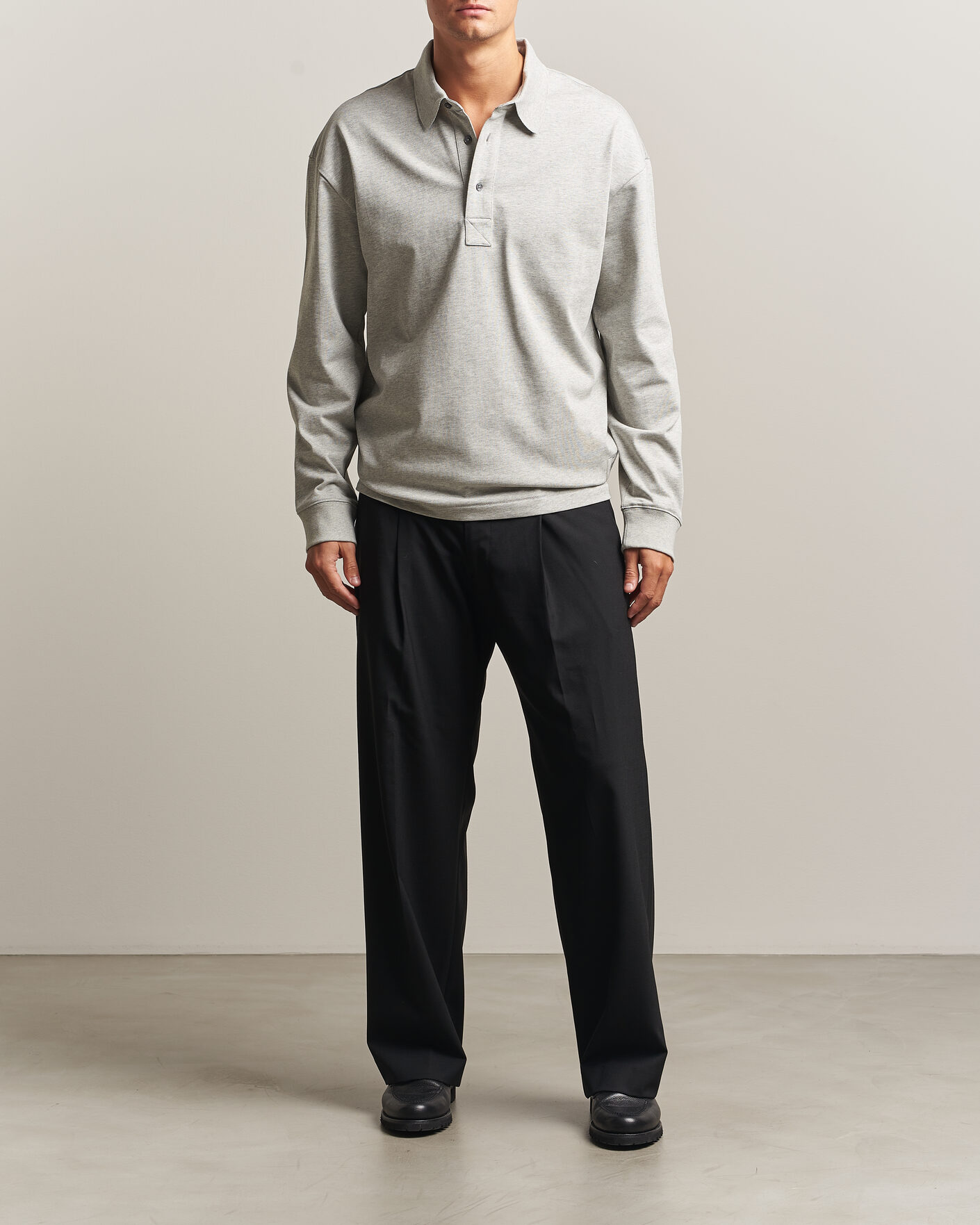 Men | Sweaters & Knitwear | AMI | Heritage Logo Rugger Light Grey Melange