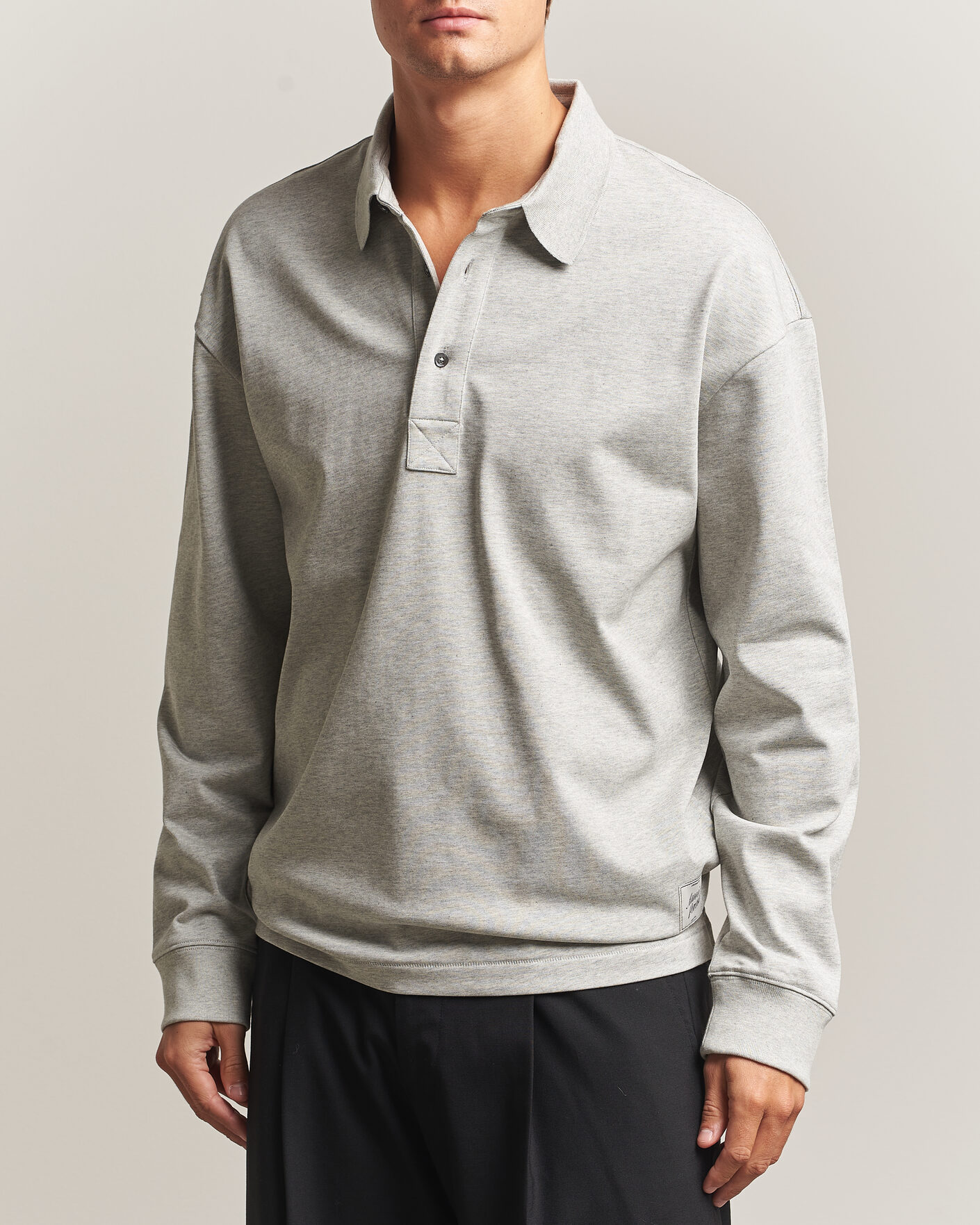 Men | Sweaters & Knitwear | AMI | Heritage Logo Rugger Light Grey Melange
