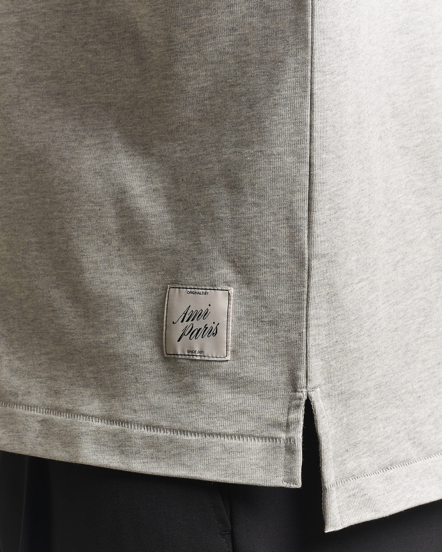 Men | Sweaters & Knitwear | AMI | Heritage Logo Rugger Light Grey Melange