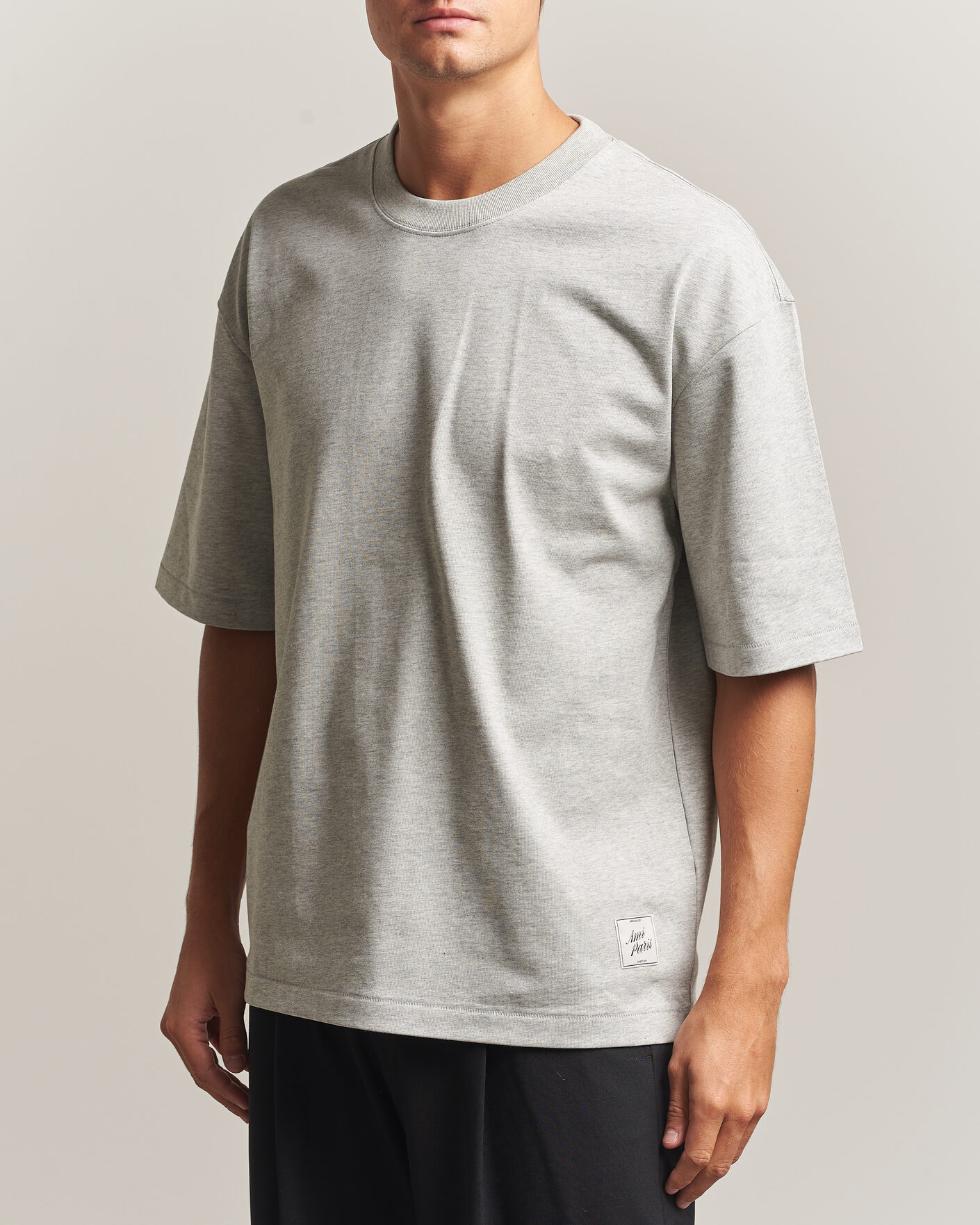 Men | T-Shirts | AMI | Heritage Logo T-Shirt Light Grey Melange