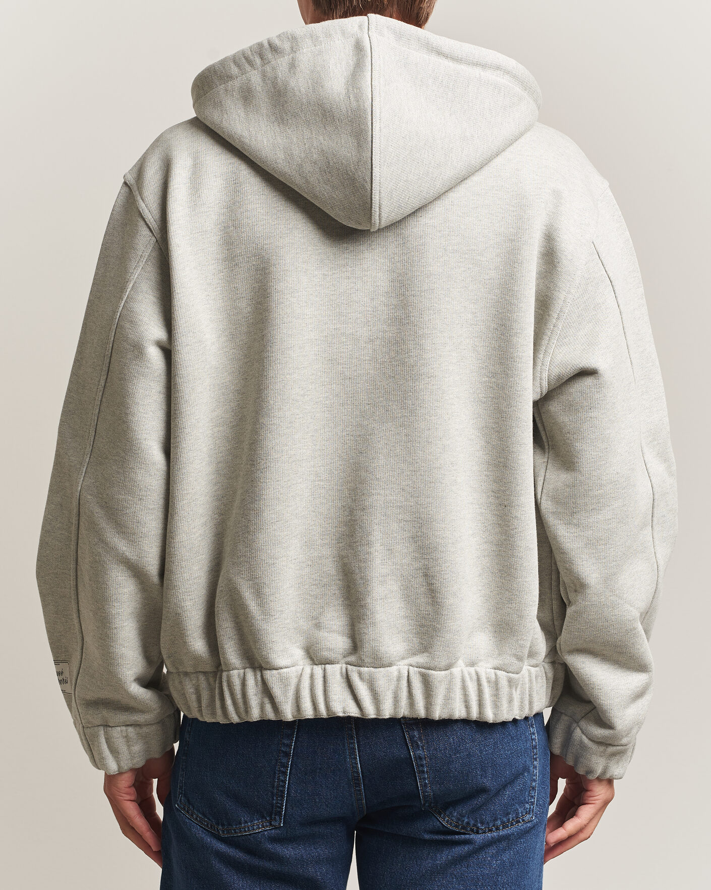 Men | Sweaters & Knitwear | AMI | Heritage Logo Full Zip Hoodie Light Grey Melange