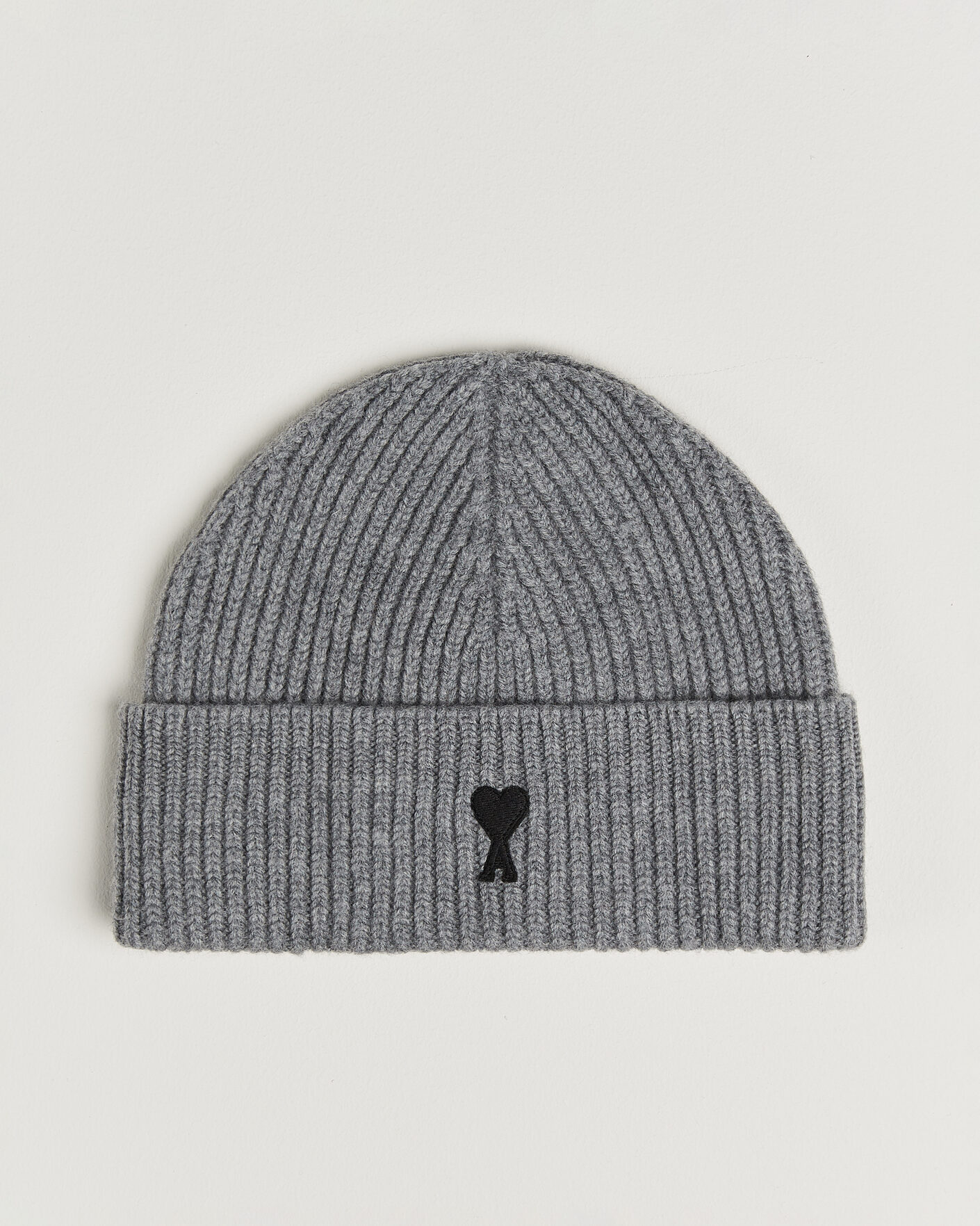 Men | Beanies | AMI | Contrasted Heart Logo Beanie Light Grey Melange