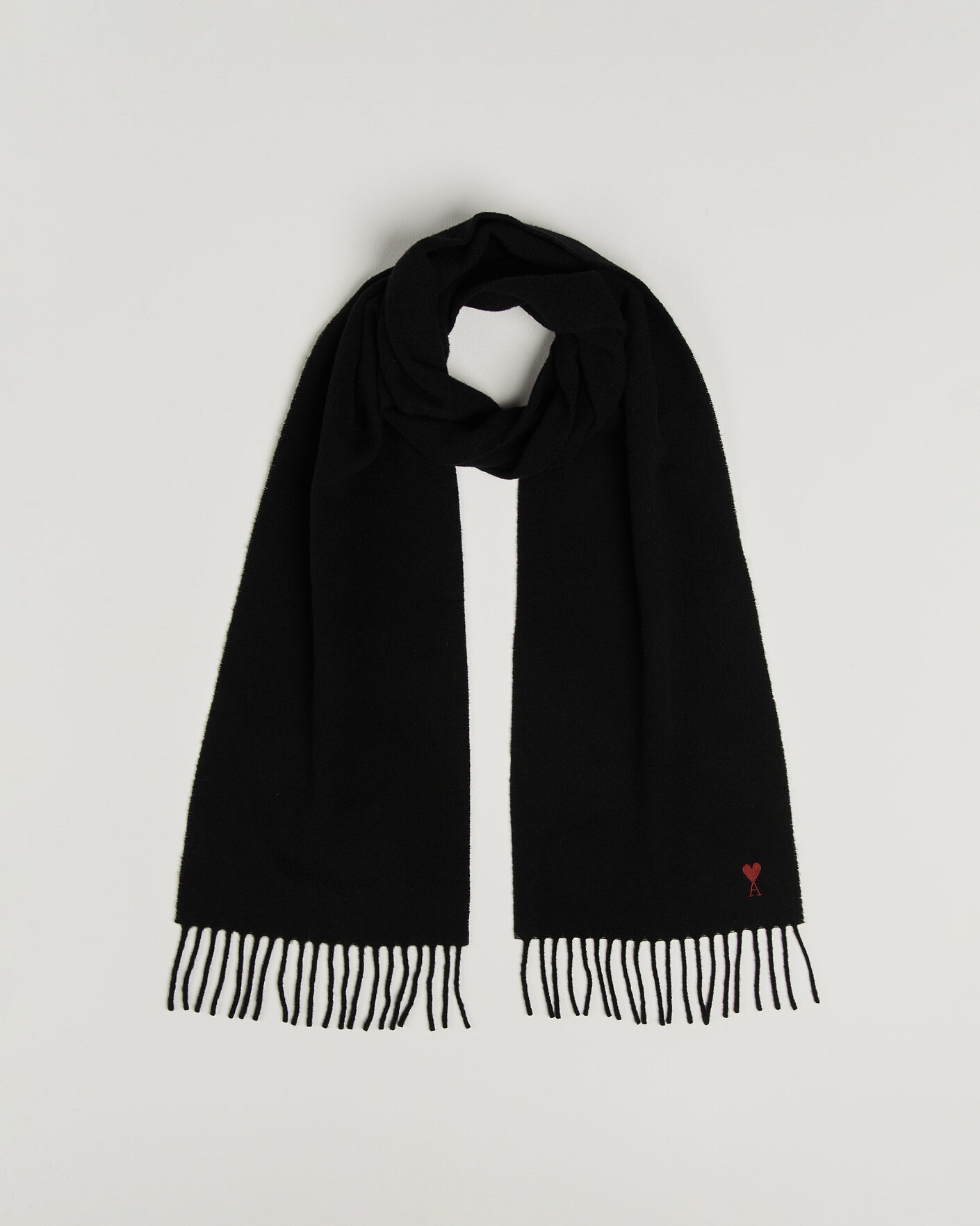 Men | Scarves | AMI | Heart Logo Scarf Black