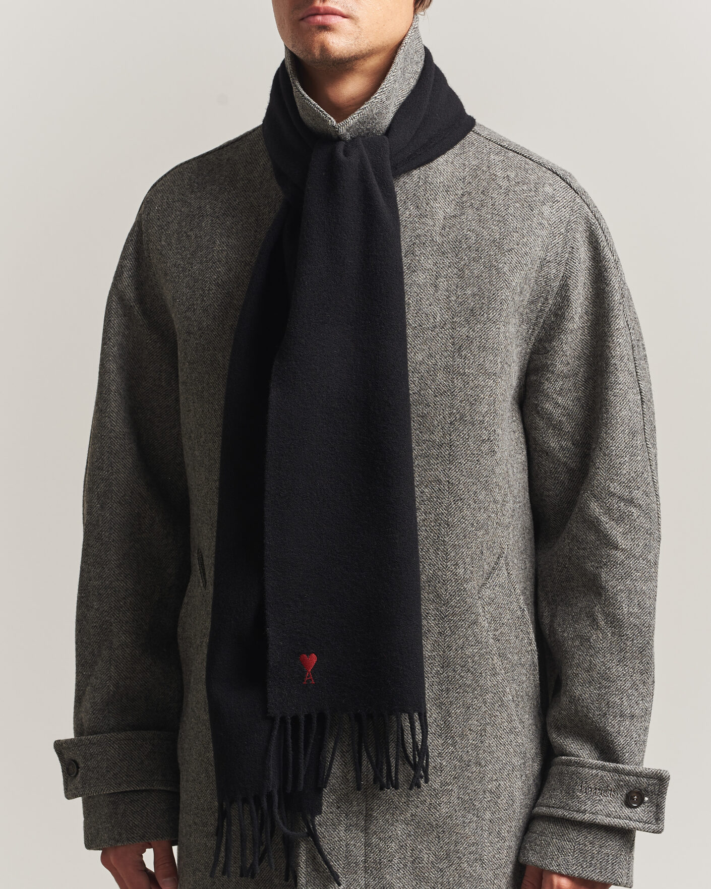 Men | Scarves | AMI | Heart Logo Scarf Black