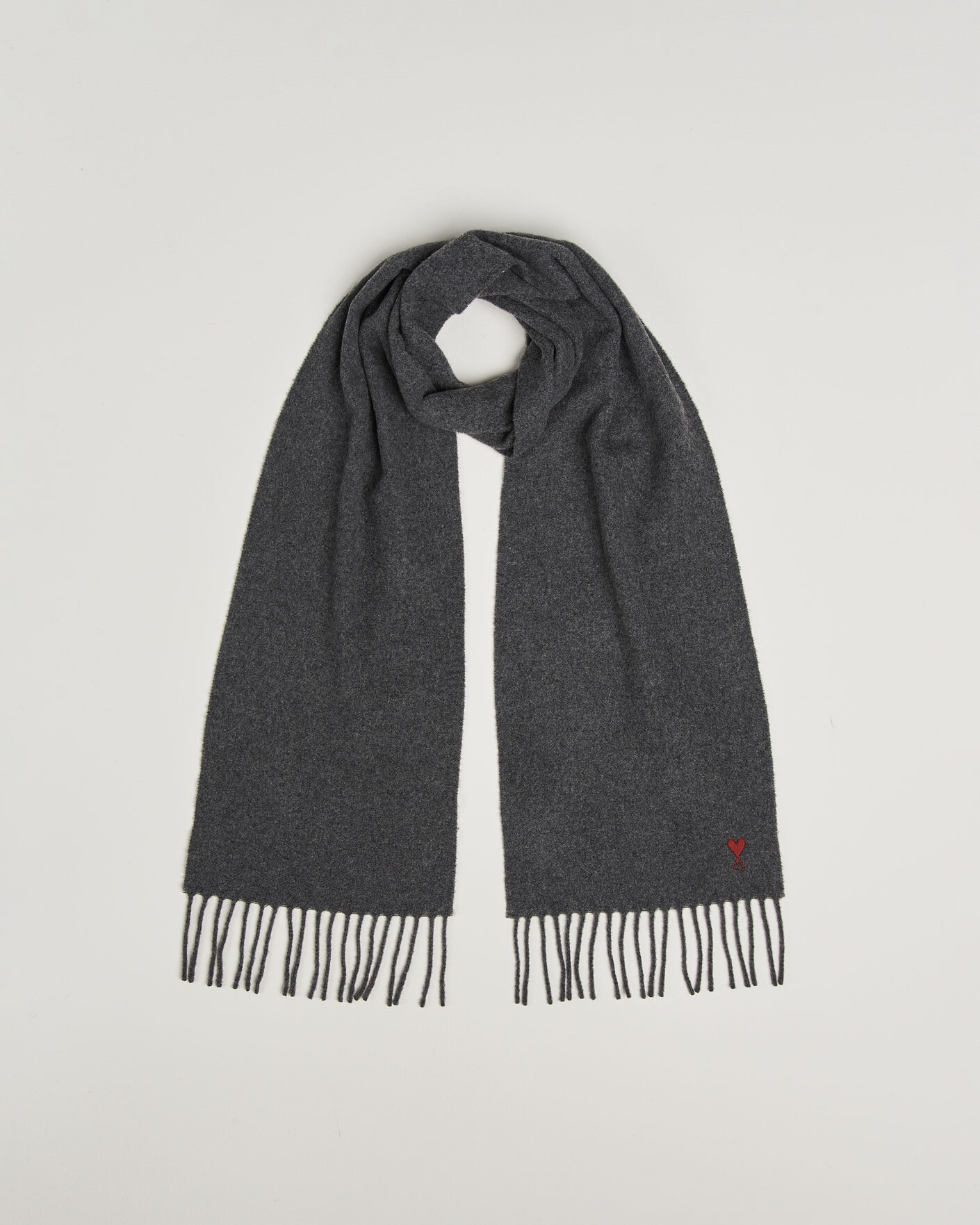 Men | Scarves | AMI | Heart Logo Scarf Grey Melange