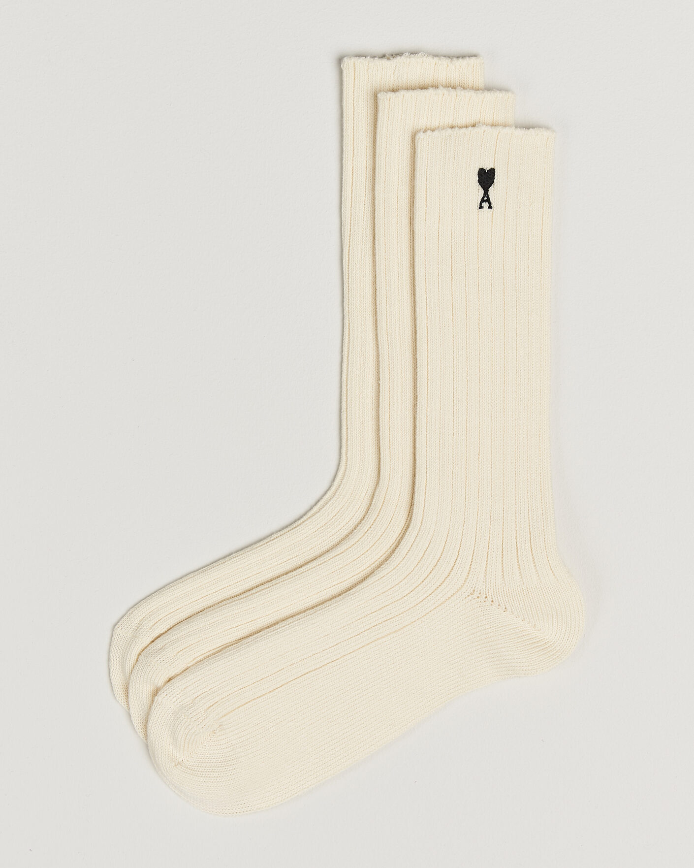 Men | Underwear & Socks | AMI | 3-Pack Heart Logo Cotton Socks Ivory