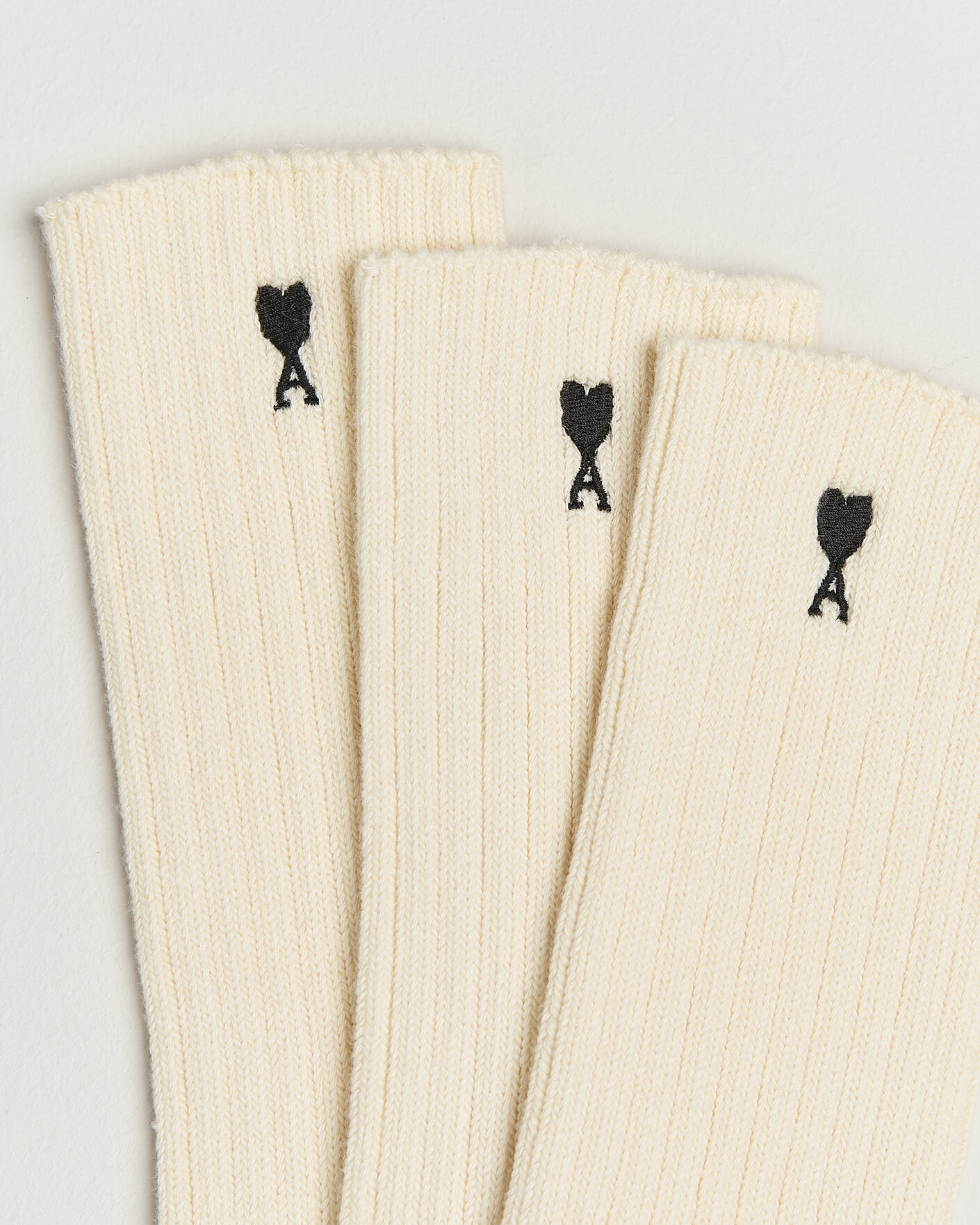 Men | Underwear & Socks | AMI | 3-Pack Heart Logo Cotton Socks Ivory