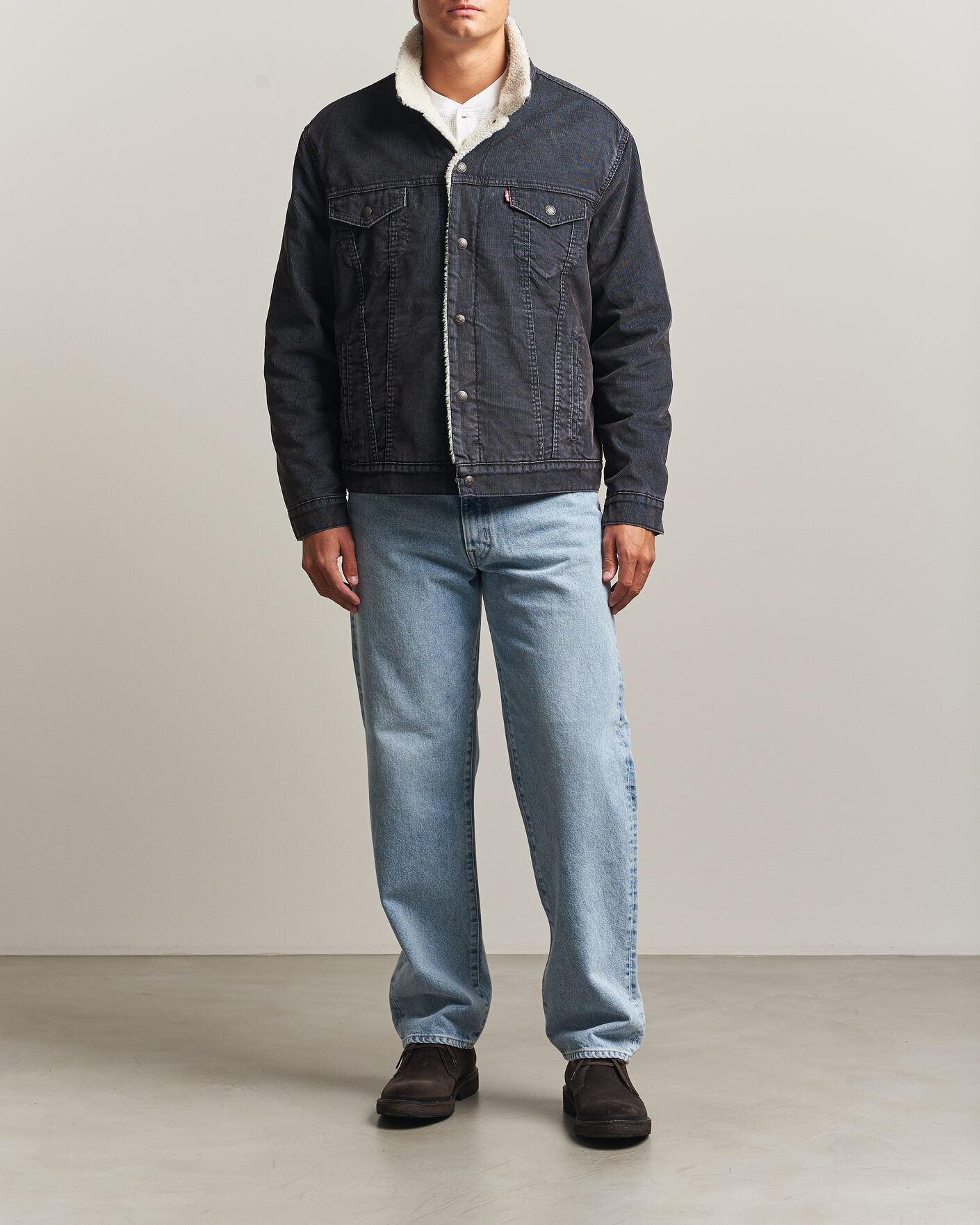 Men | Coats & Jackets | Levi's | Type 3 Sherpa Trucker Worn-In Delft Steelhead