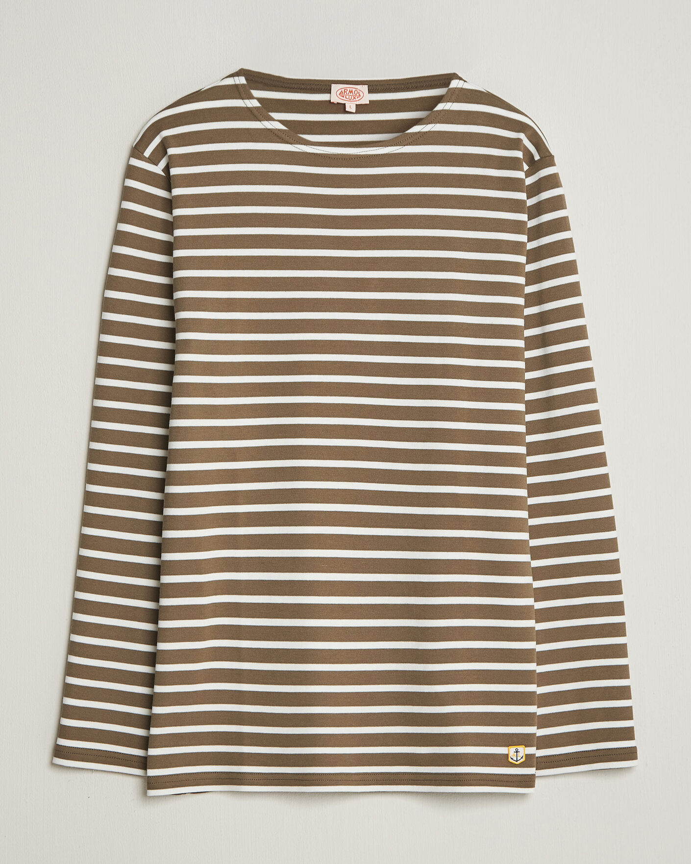 Men | T-Shirts | Armor-lux | Houat Héritage Stripe Long Sleeve T-Shirt Olive/Milk