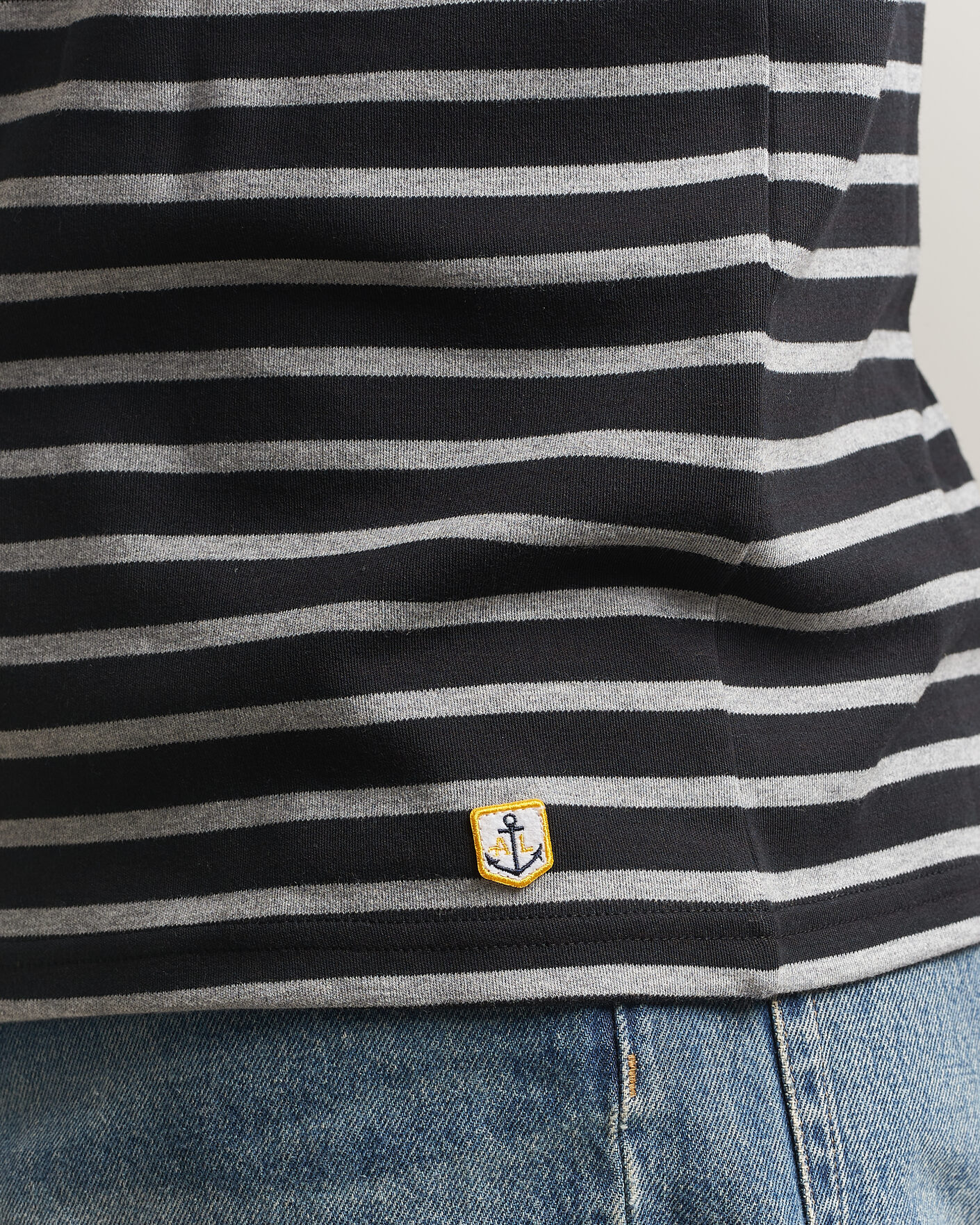 Men | T-Shirts | Armor-lux | Houat Héritage Stripe Long Sleeve T-Shirt Black/Grey