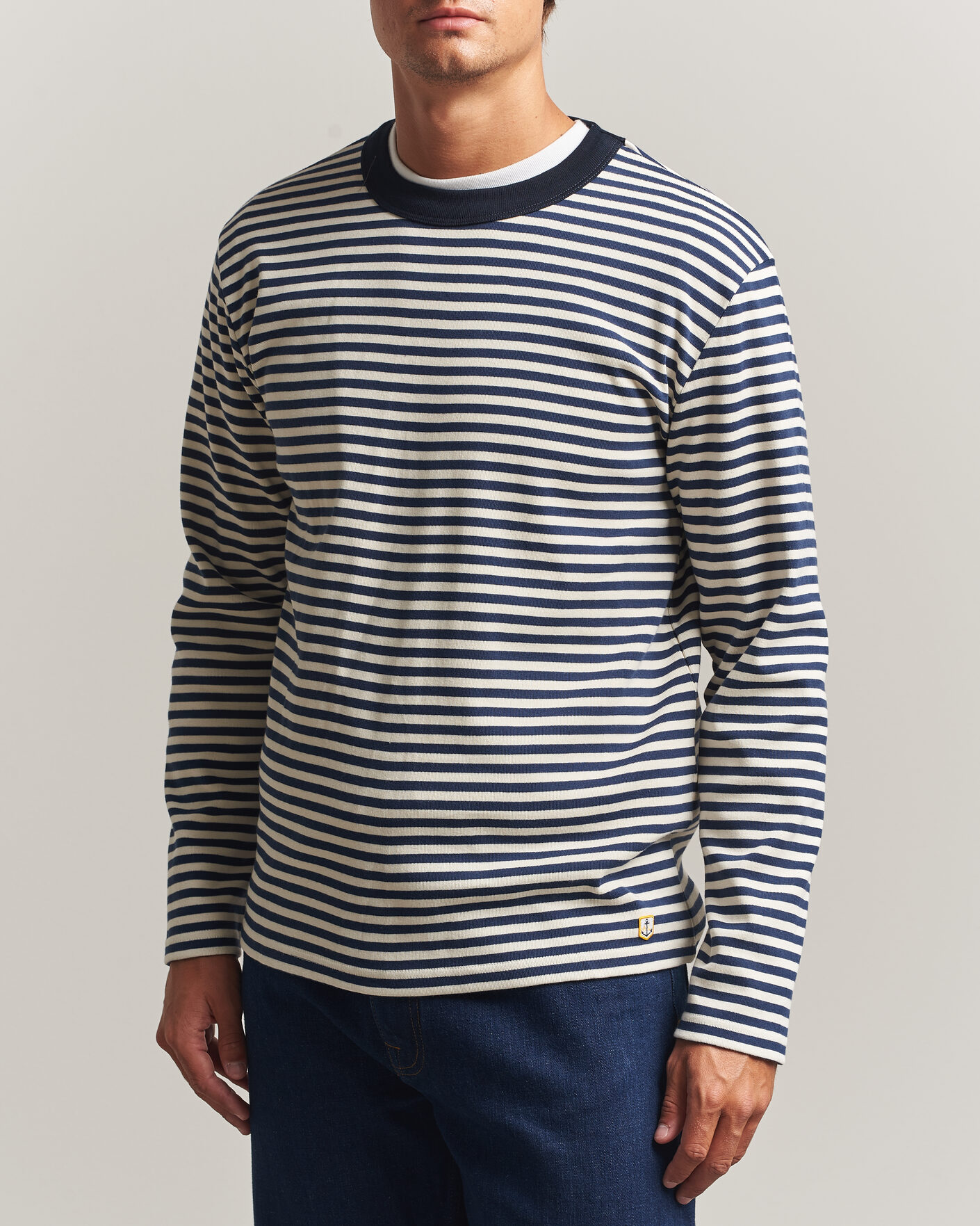 Men | T-Shirts | Armor-lux | Héritage Striped Long Sleeve T-Shirt Marine/Milk