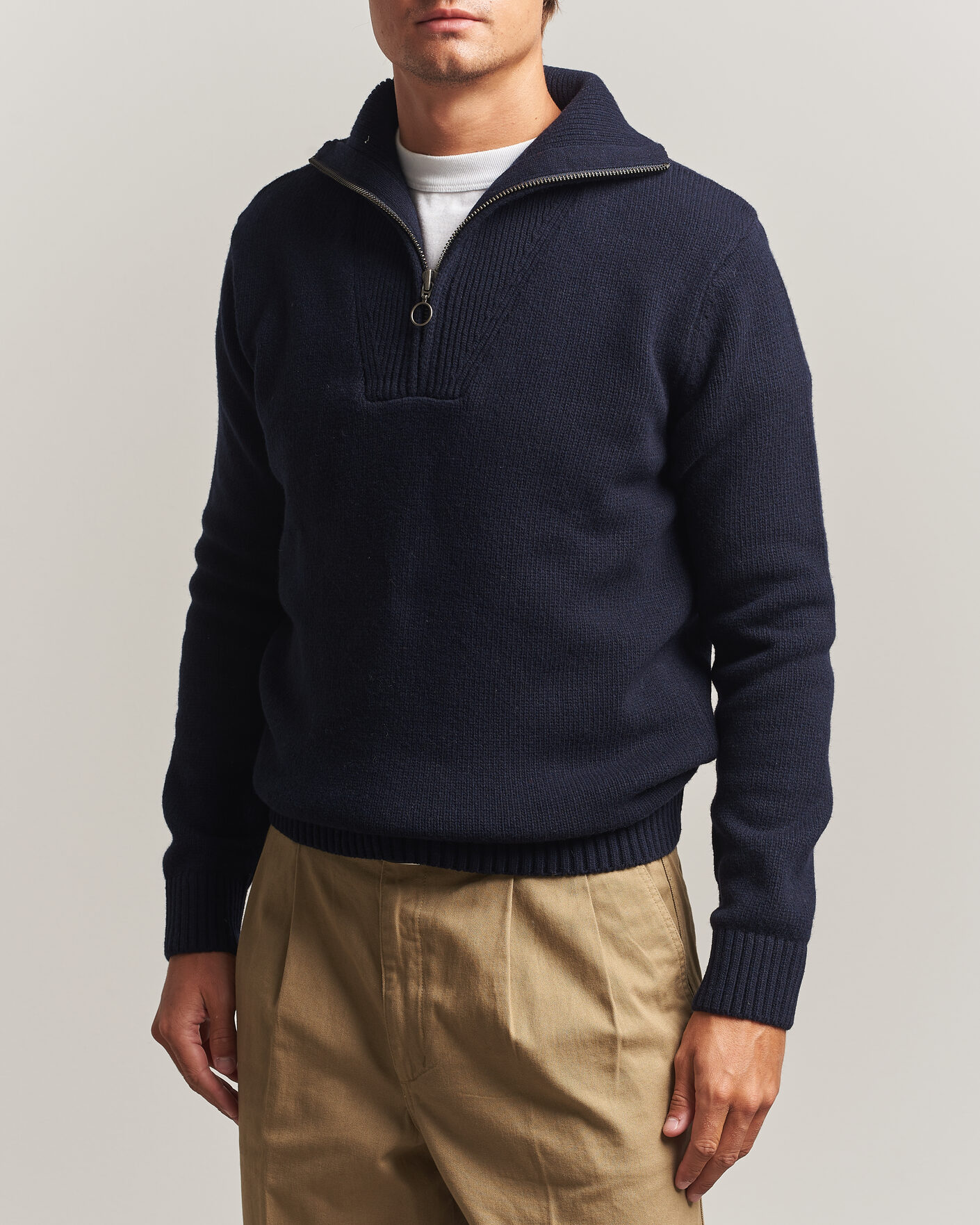 Men | Sweaters & Knitwear | Armor-lux | Wool Knitted Half Zip Navy