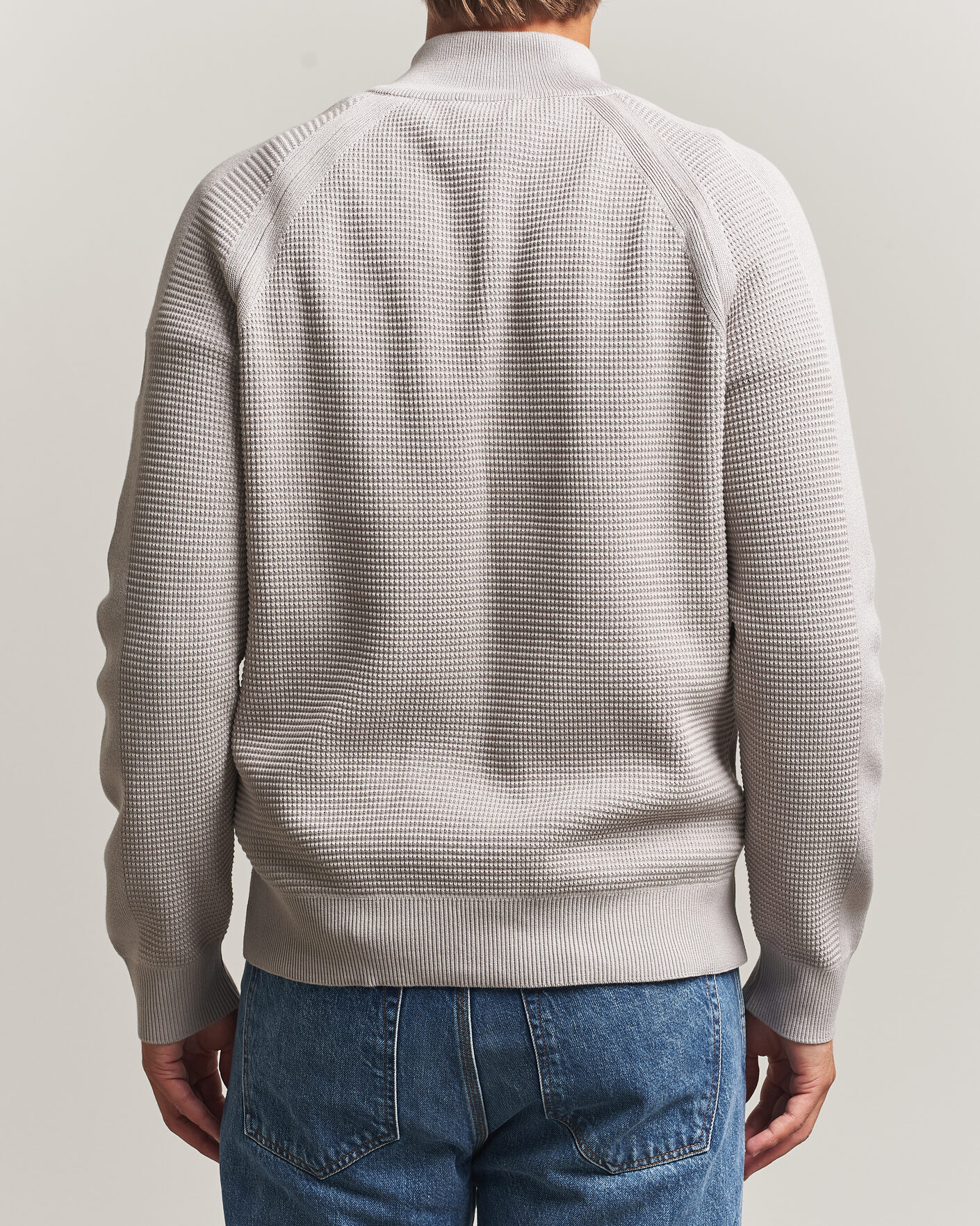 Men | Sweaters & Knitwear | Belstaff | Bradwell Cotton Knitted Quarter Zip Concrete