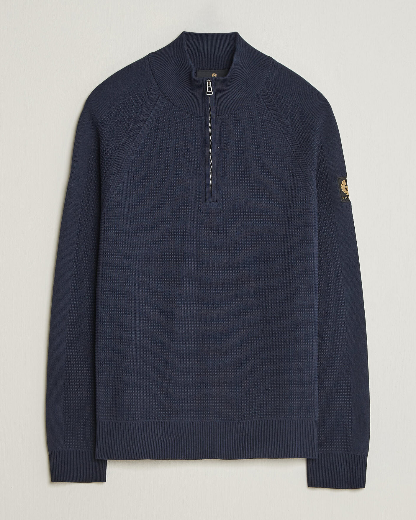 Men | Sweaters & Knitwear | Belstaff | Bradwell Cotton Knitted Quarter Zip Dark Ink