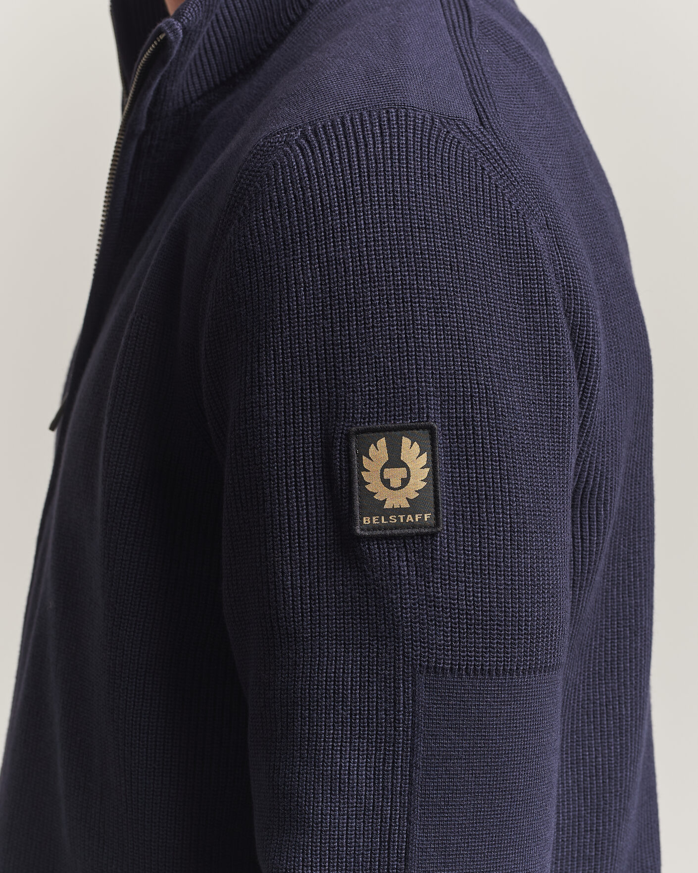 Men | Sweaters & Knitwear | Belstaff | Commander Knitted Full Zip Dark Ink