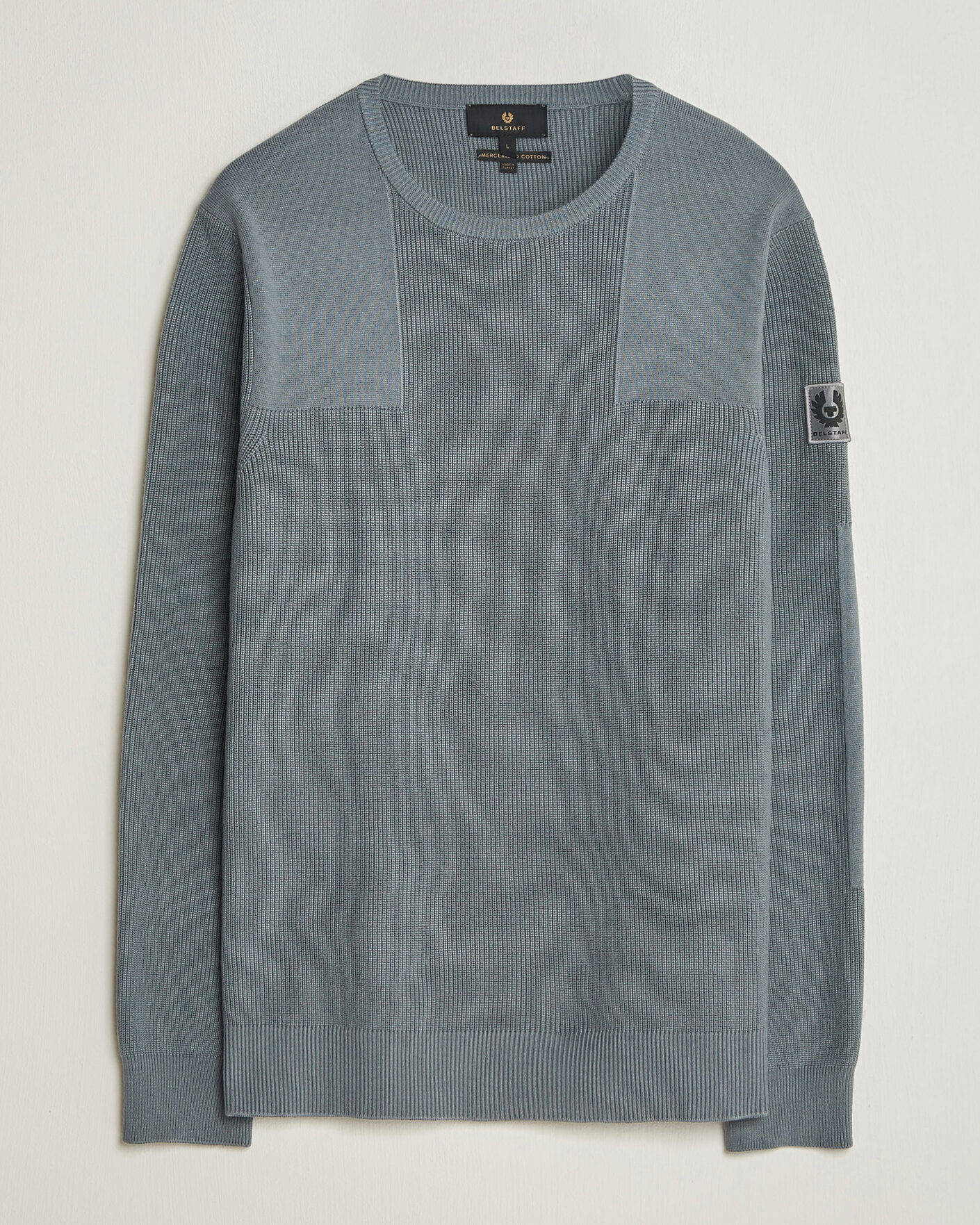 Men | Sweaters & Knitwear | Belstaff | Commander Knitted Crew Neck Atlantic Grey