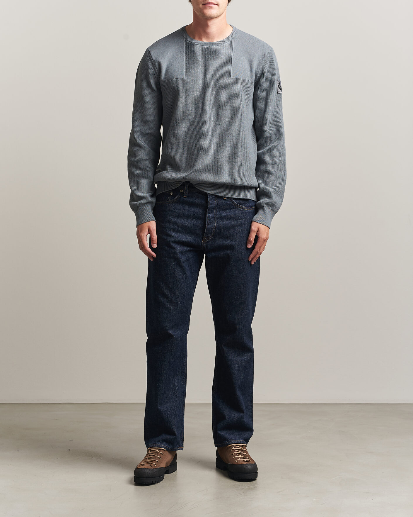 Men | Sweaters & Knitwear | Belstaff | Commander Knitted Crew Neck Atlantic Grey