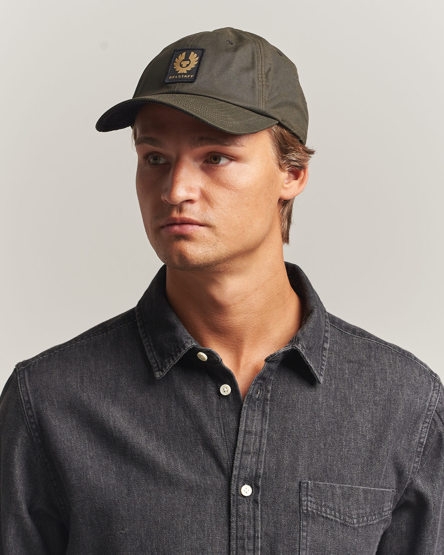 Men | Hats & Caps | Belstaff | Phoenix Wax Logo Cap Faded Olive