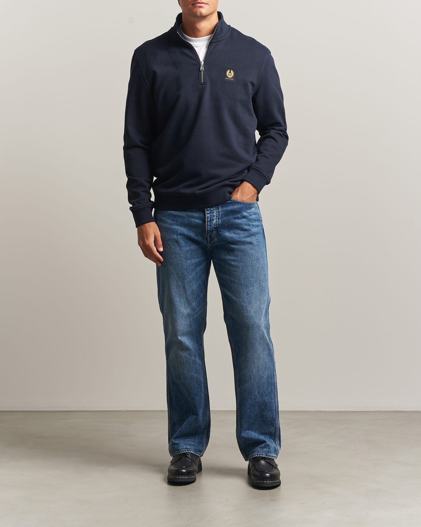 Men | Sweaters & Knitwear | Belstaff | Signature Half Zip Sweatshirt Dark Ink
