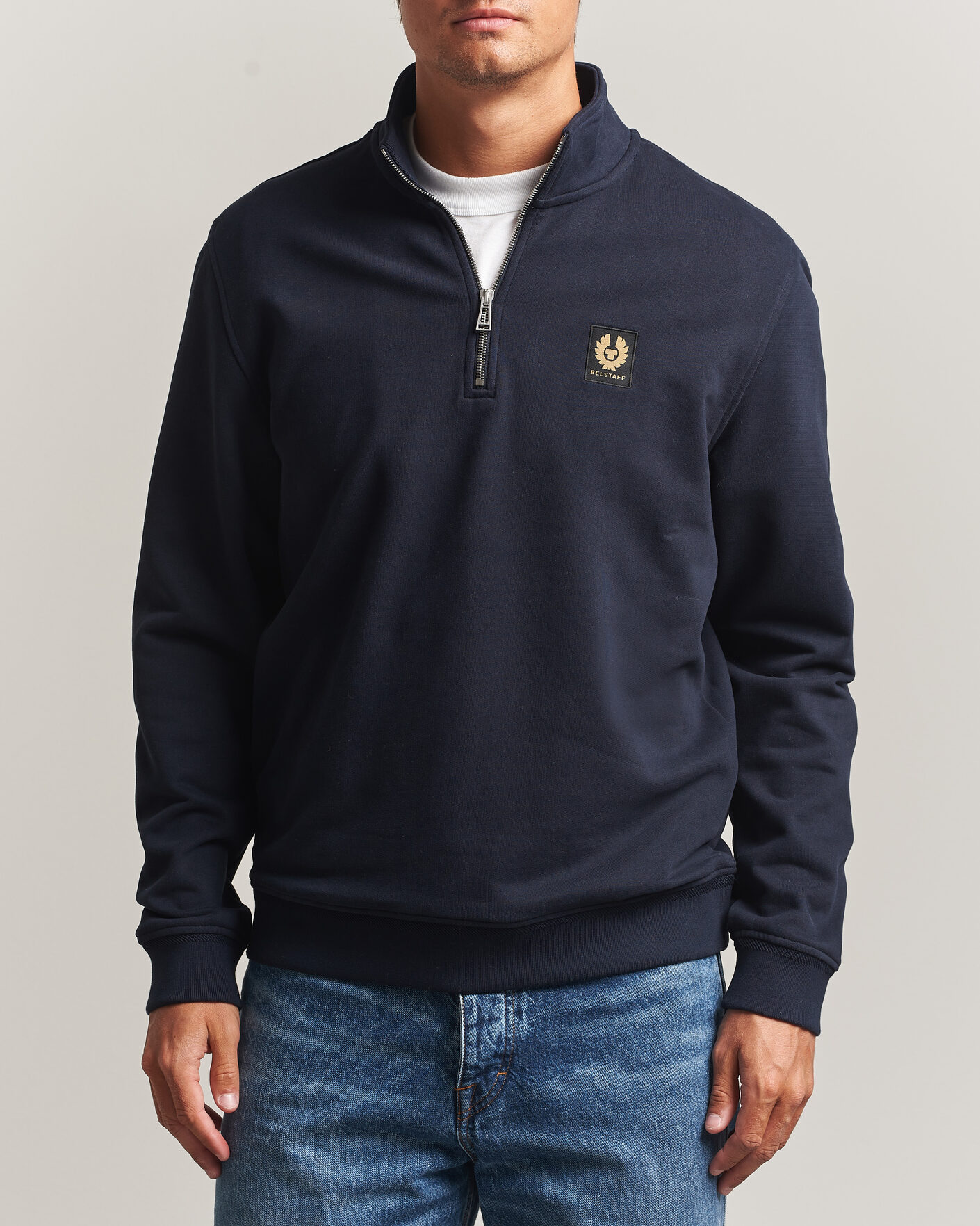 Men | Sweaters & Knitwear | Belstaff | Signature Half Zip Sweatshirt Dark Ink