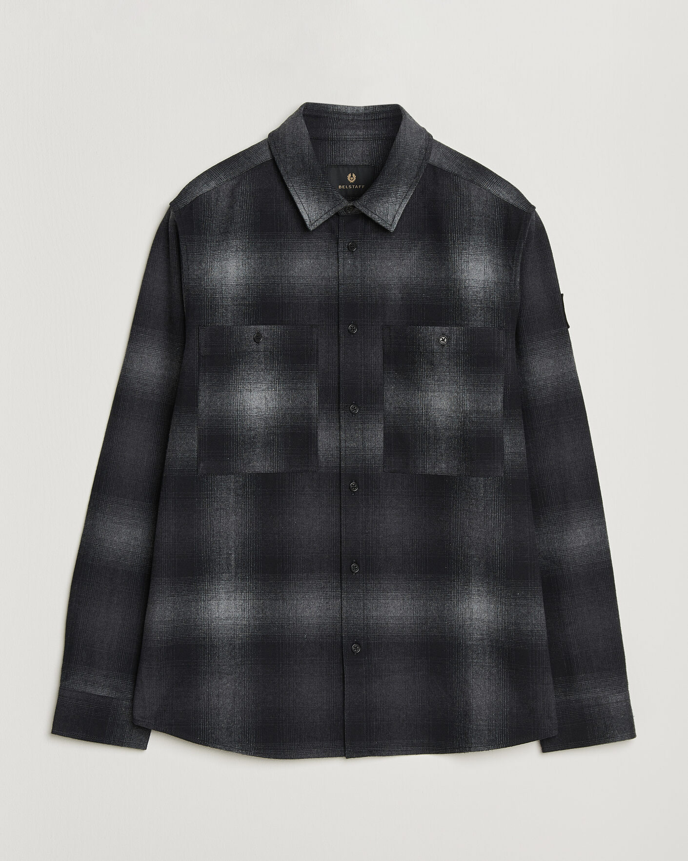 Men | Shirts | Belstaff | Outpost Cotton Flannel Checked Overshirt Black