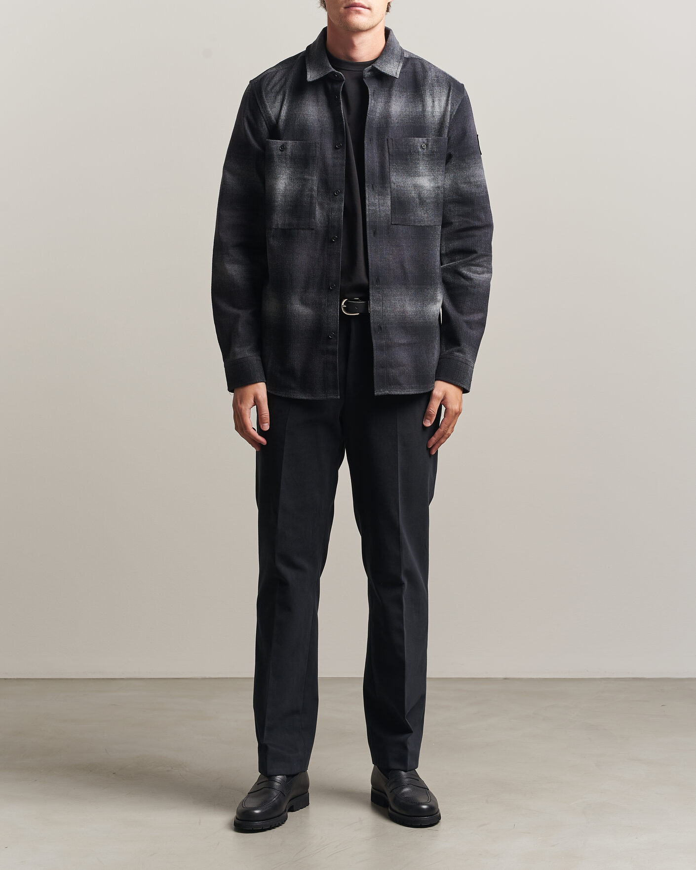 Men | Shirts | Belstaff | Outpost Cotton Flannel Checked Overshirt Black