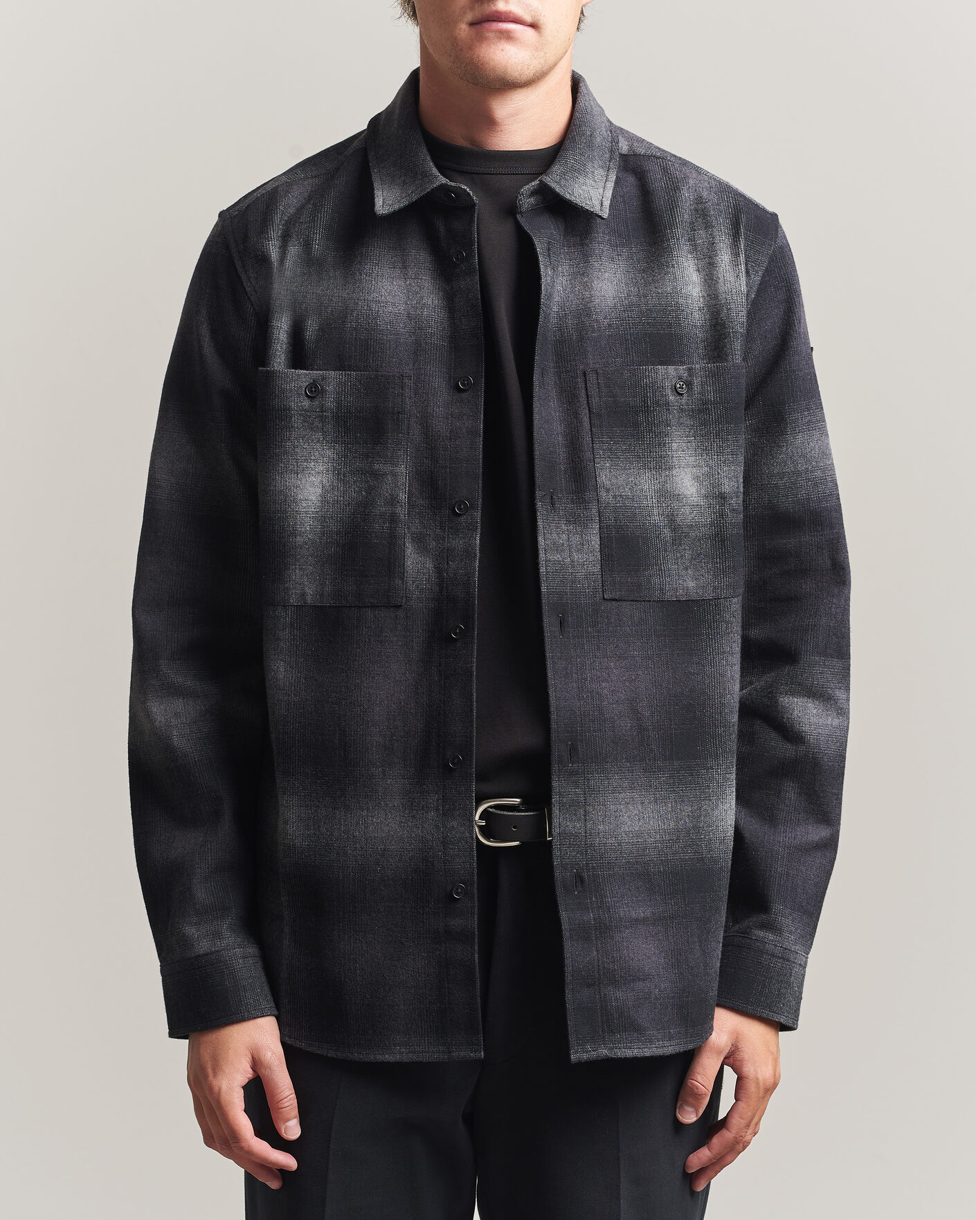 Men | Shirts | Belstaff | Outpost Cotton Flannel Checked Overshirt Black