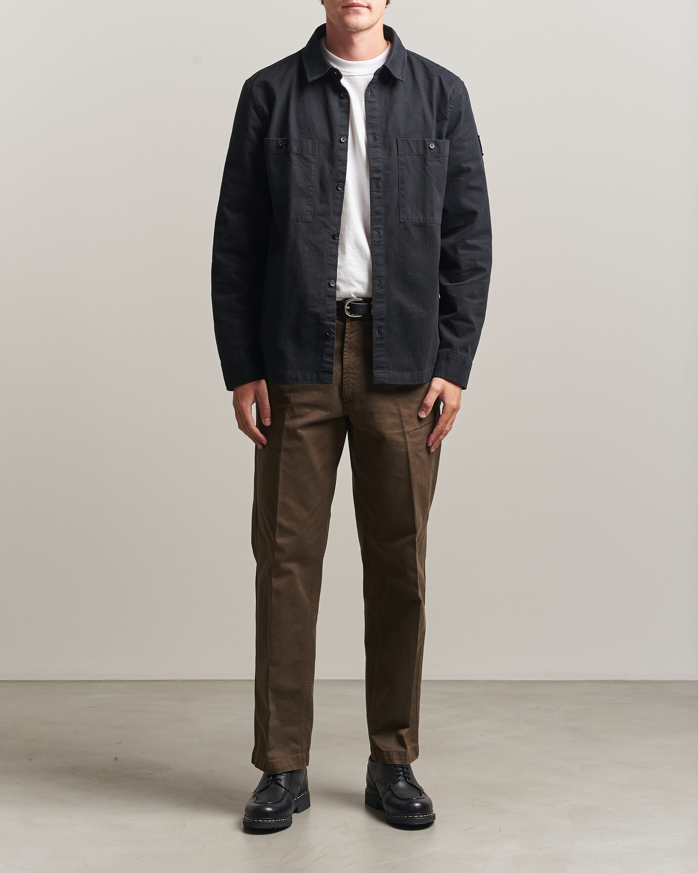 Men | Shirts | Belstaff | Outpost Cotton Herringbone Overshirt Black
