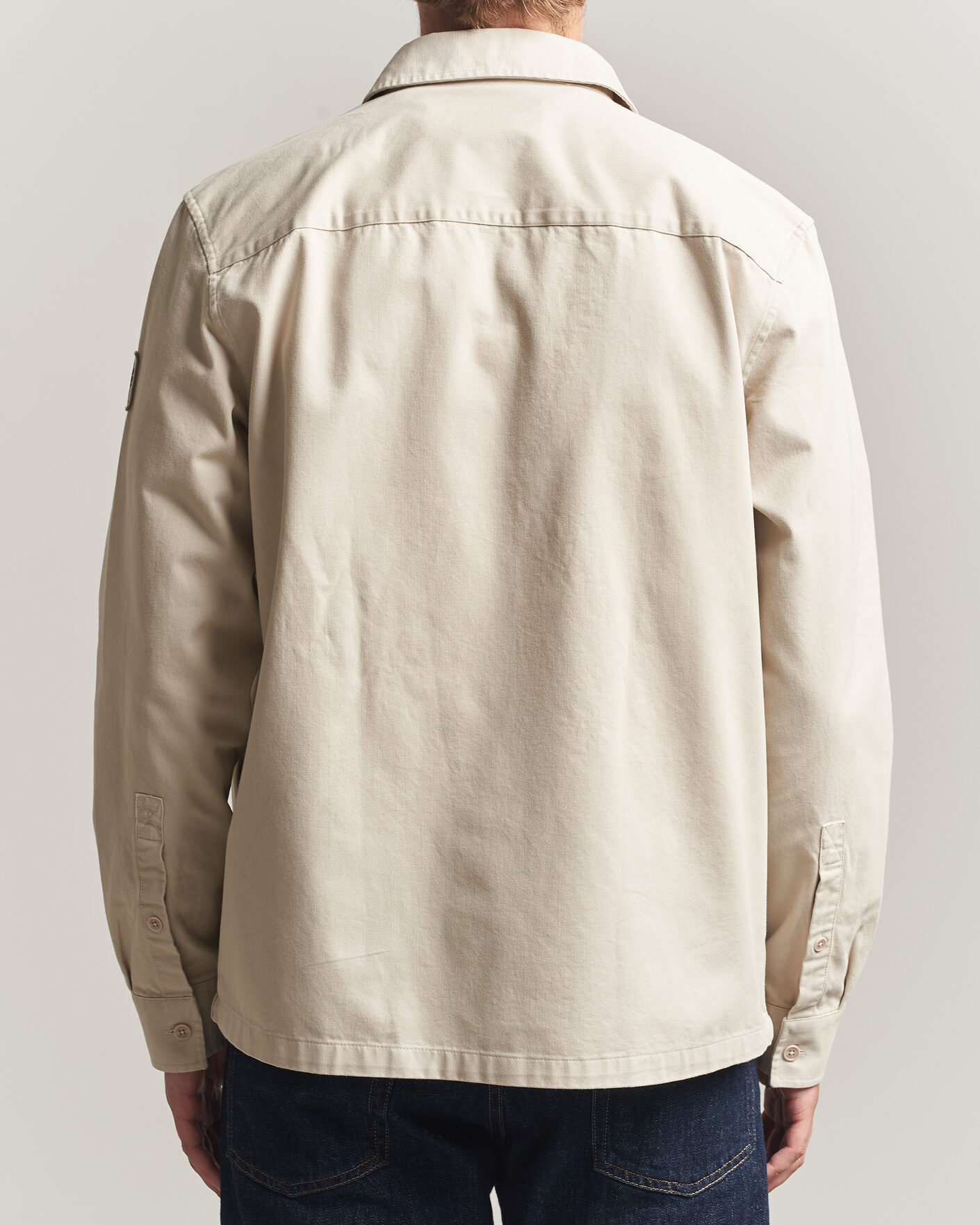 Men | Shirts | Belstaff | Outpost Cotton Herringbone Overshirt Pale Stone