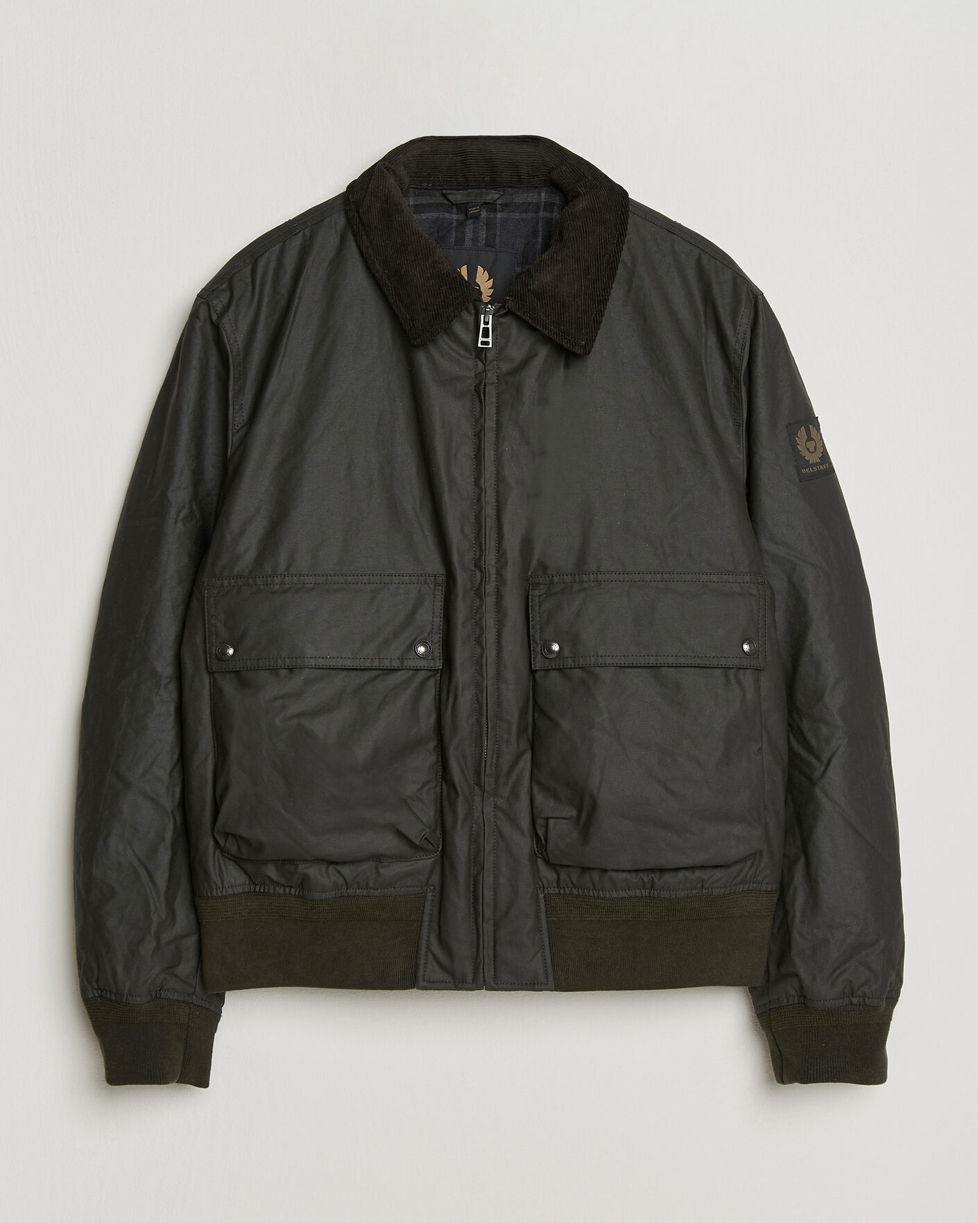 Men | Coats & Jackets | Belstaff | Mount Wax Bomber Jacket Faded Olive