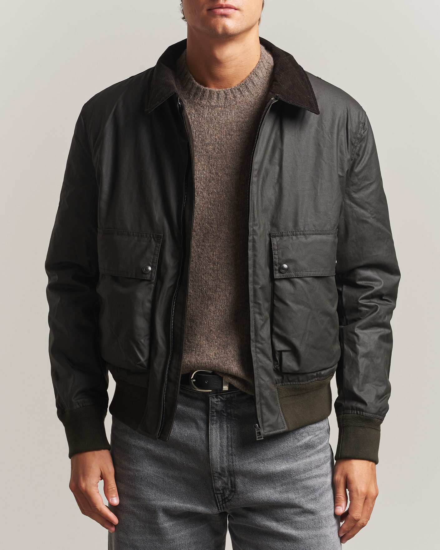 Men | Coats & Jackets | Belstaff | Mount Wax Bomber Jacket Faded Olive