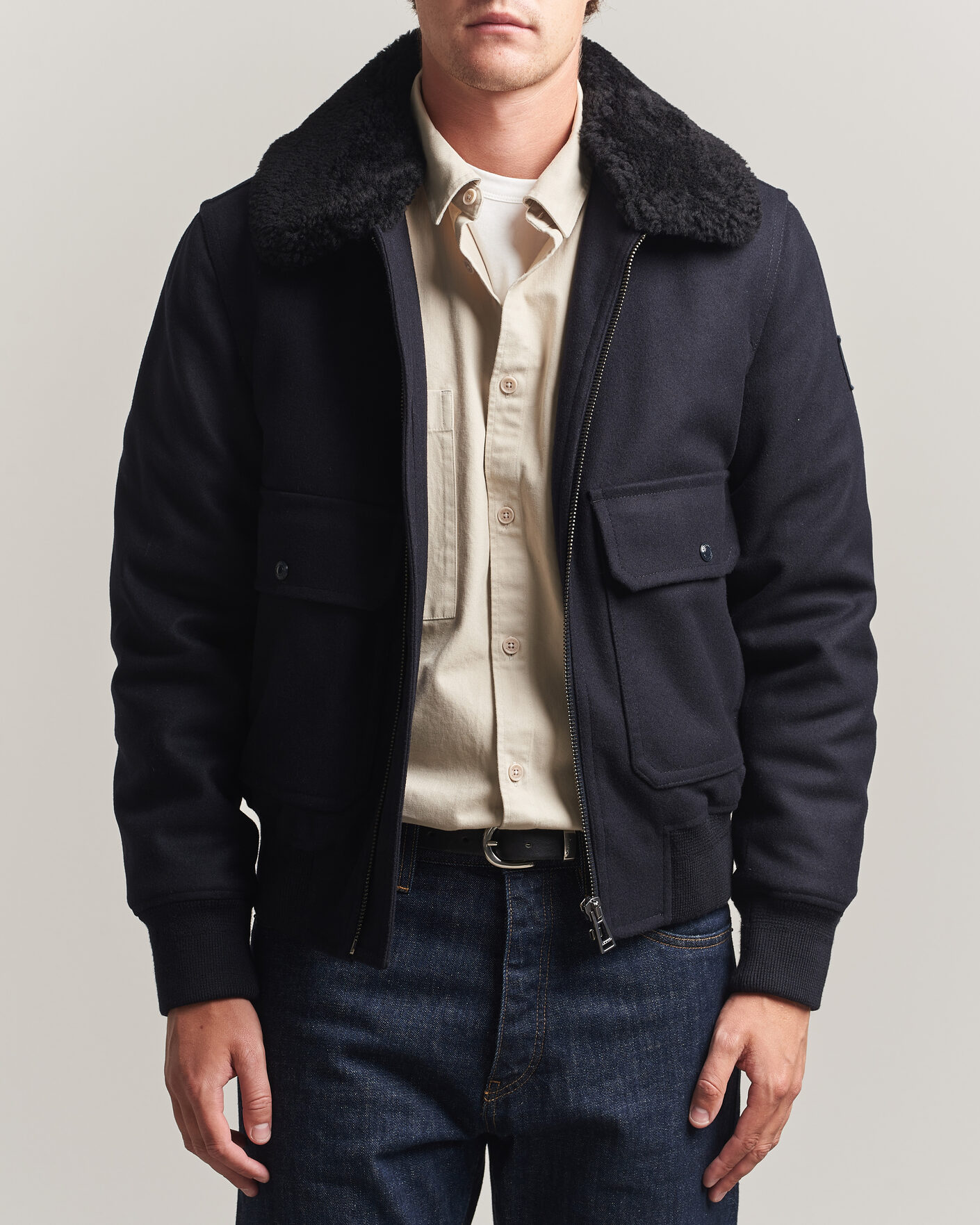 Men | Coats & Jackets | Belstaff | Welder Wool Bomber Jacket Dark Ink