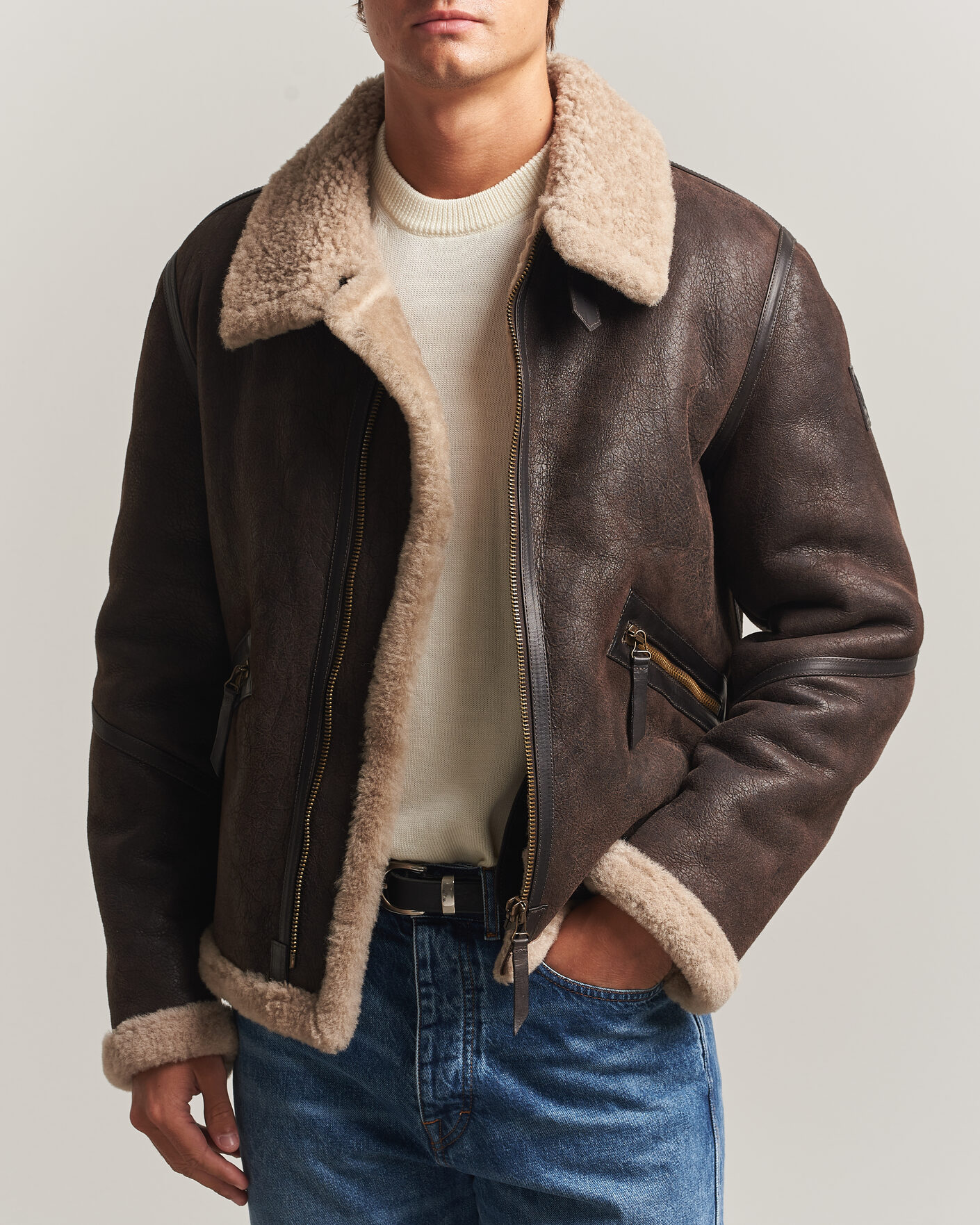 Men | Coats & Jackets | Belstaff | Winterbrook Shearling Jacket Dark Brown