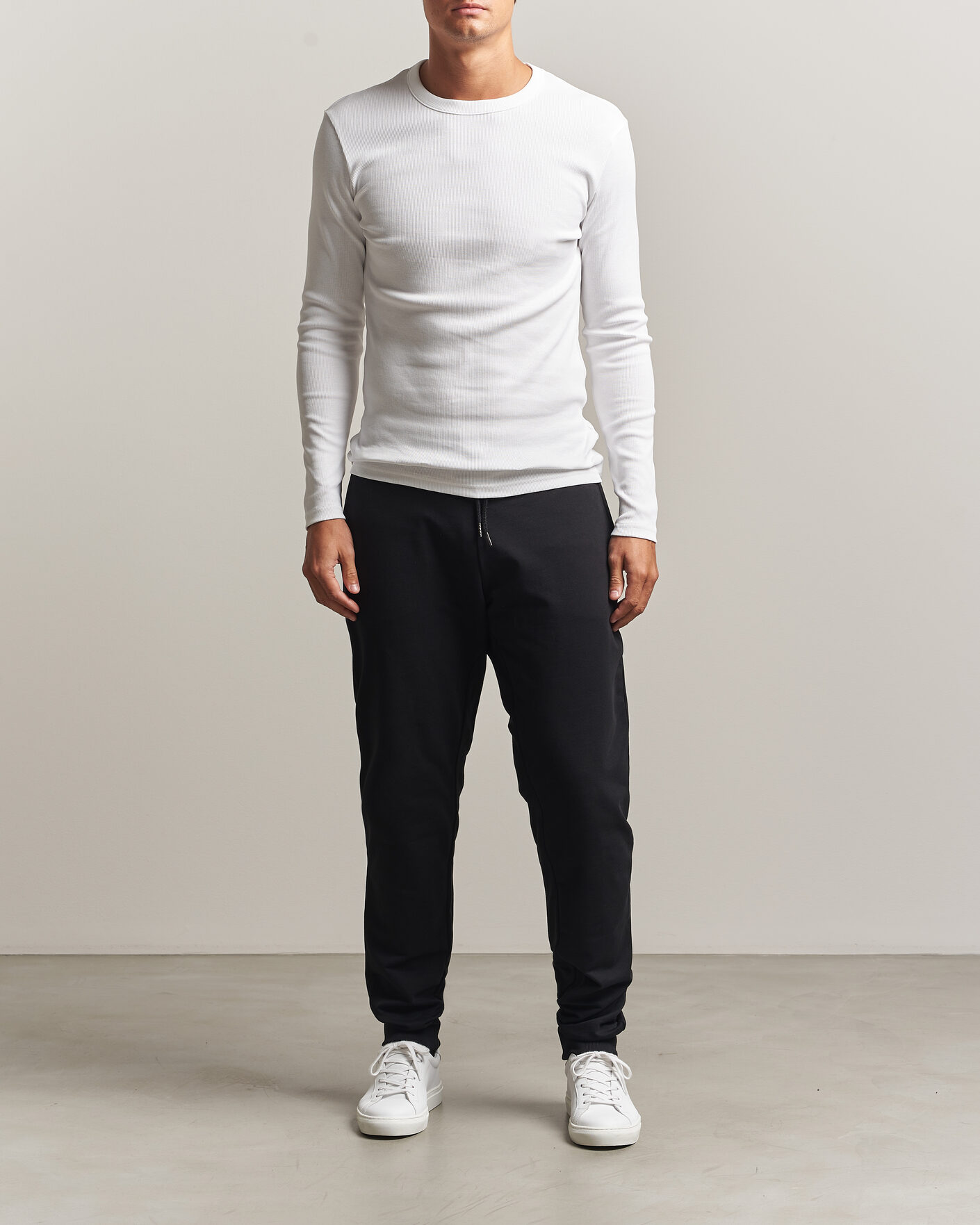Men | T-Shirts | Bread & Boxers | Ribbed Long Sleeve T-Shirt White