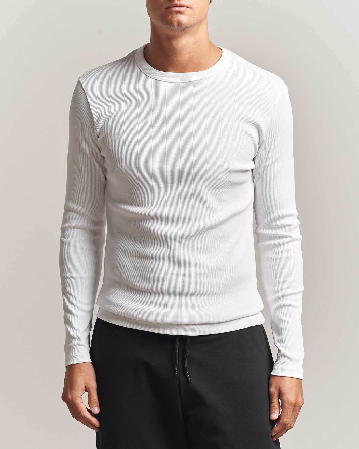 Men | T-Shirts | Bread & Boxers | Ribbed Long Sleeve T-Shirt White