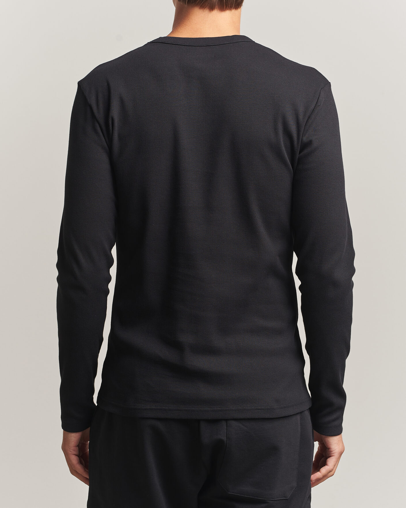 Men | T-Shirts | Bread & Boxers | Ribbed Long Sleeve T-Shirt Black
