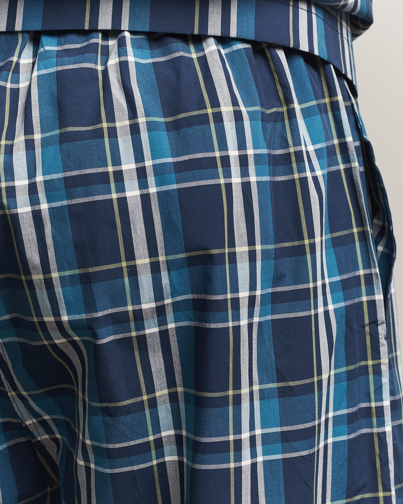 Men | Pyjamas & Robes | Derek Rose | Piped Checked Cotton Pyjama Set Navy