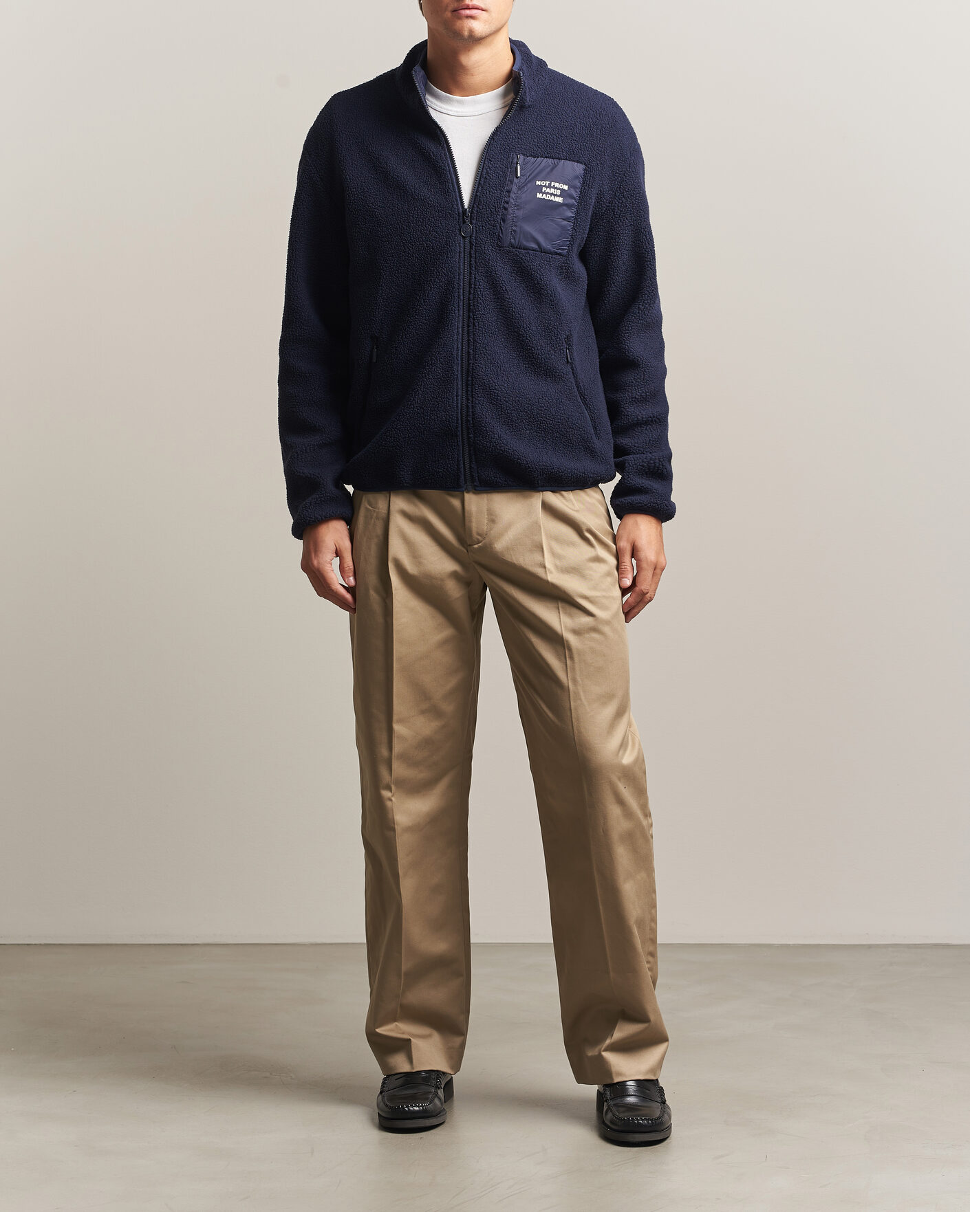 Men | Sweaters & Knitwear | Drôle de Monsieur | Slogan Sherpa Jacket Navy