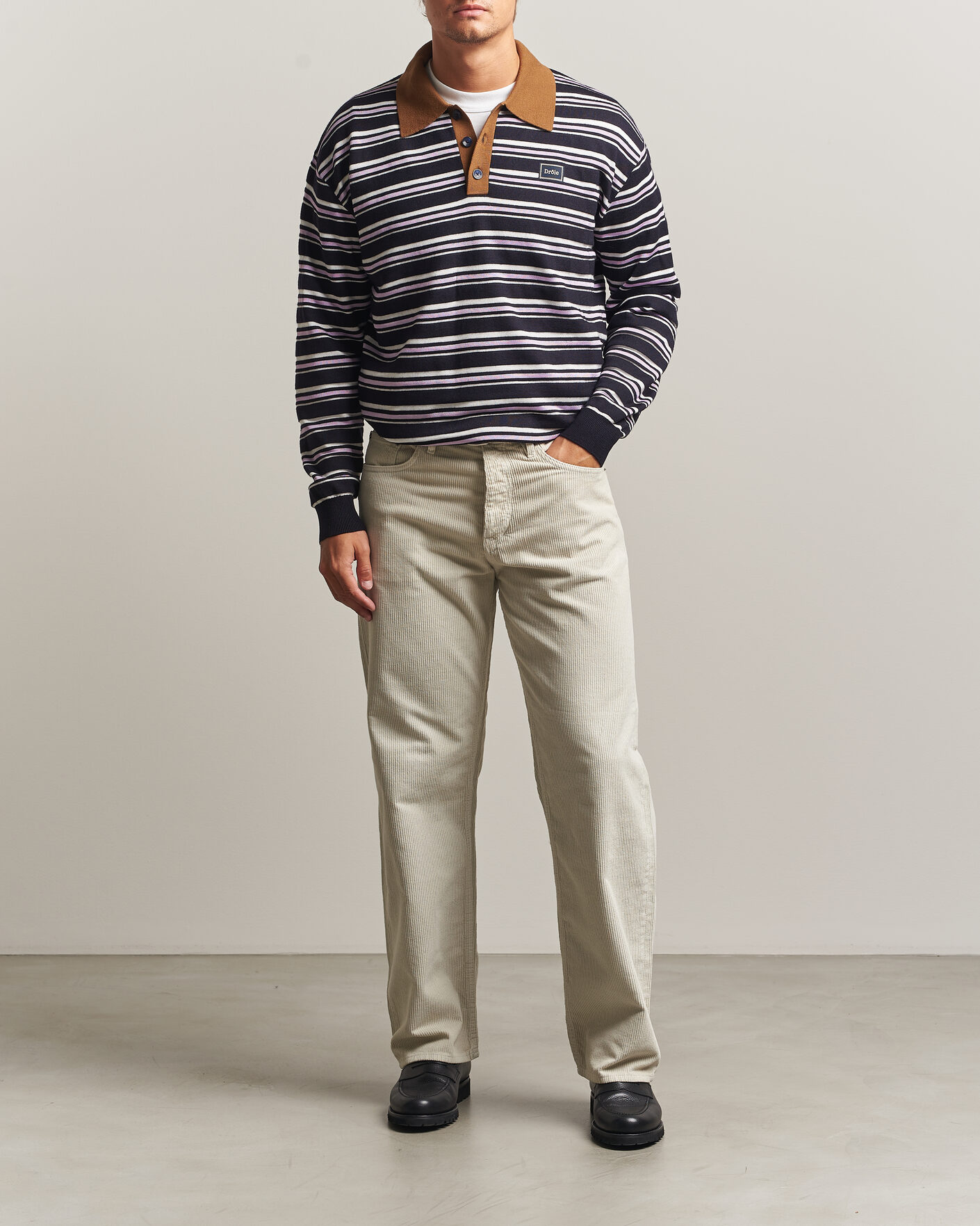 Men | Sweaters & Knitwear | Drôle de Monsieur | Striped Knitted Rugger Navy Multi